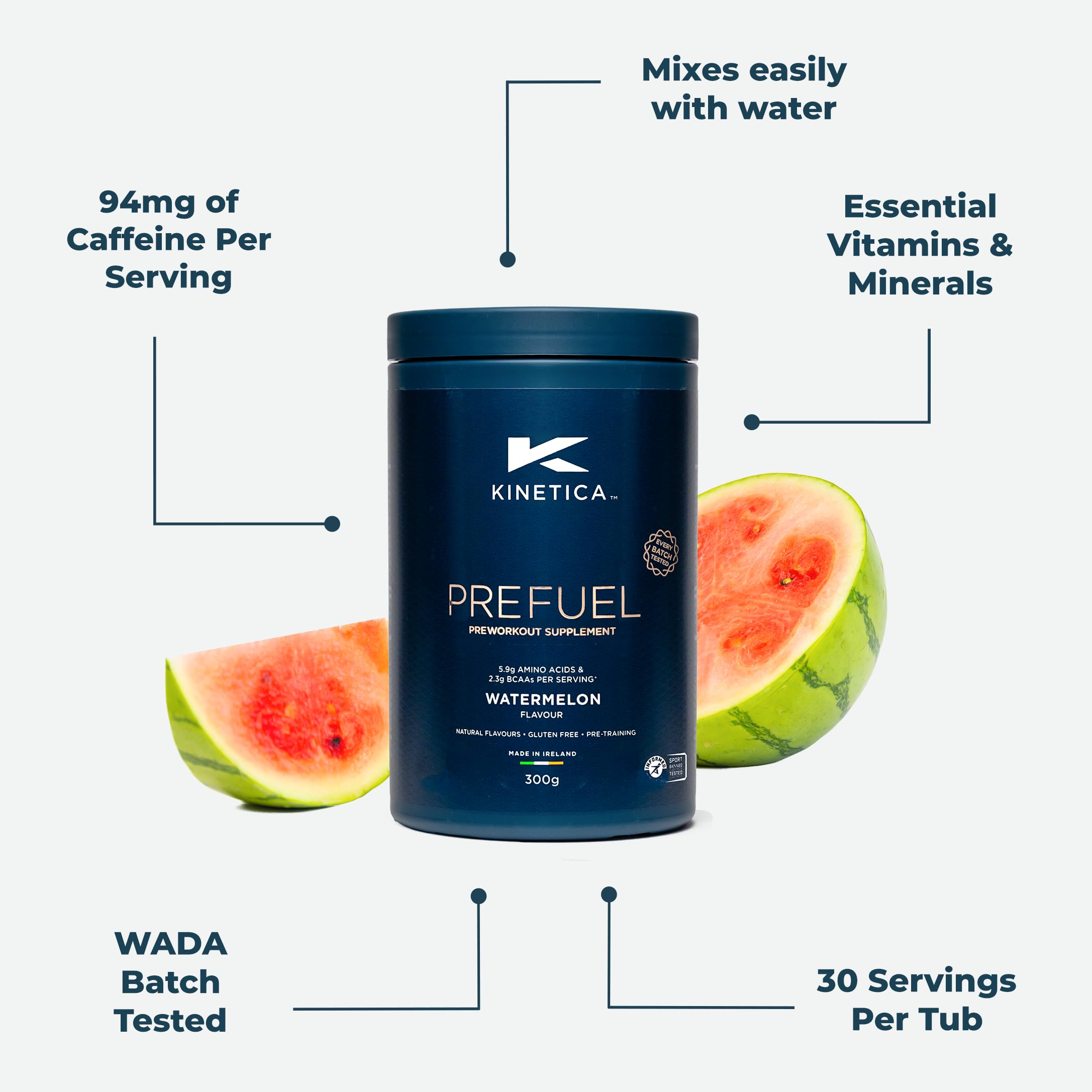 Kinetica PreFuel, Pre Workout, 5.9g Amino Acids & 2.3g BCAA's per Serving, 30 Servings