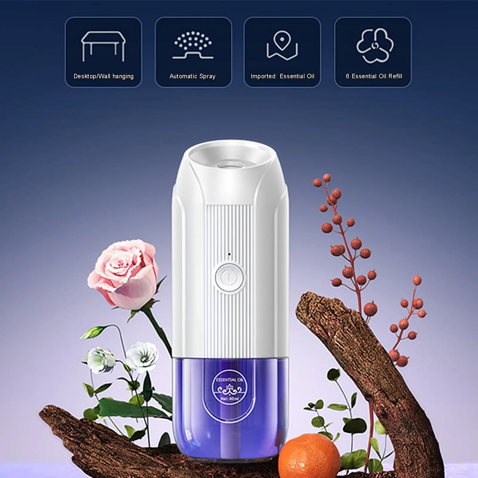 Mini Essential Oil Diffuser, Ultrasonic Mist Air Fresheners for Home with 80 ml Lavender Essential Oils DIUFJAG