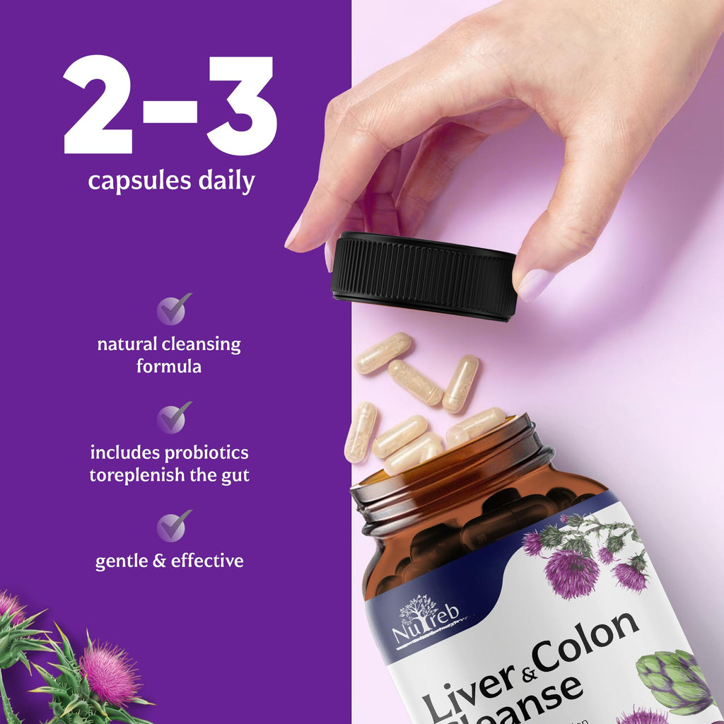 Liver Cleanse Detox & Repair with Colon Cleanse - Milk Thistle, Dandelion Root, Psyllium Husk Fiber