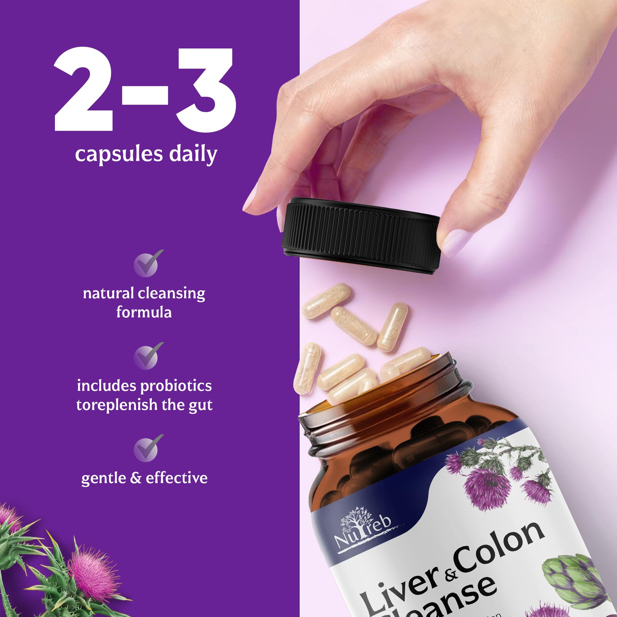 Liver Cleanse Detox & Repair with Colon Cleanse - Milk Thistle, Dandelion Root, Psyllium Husk Fiber