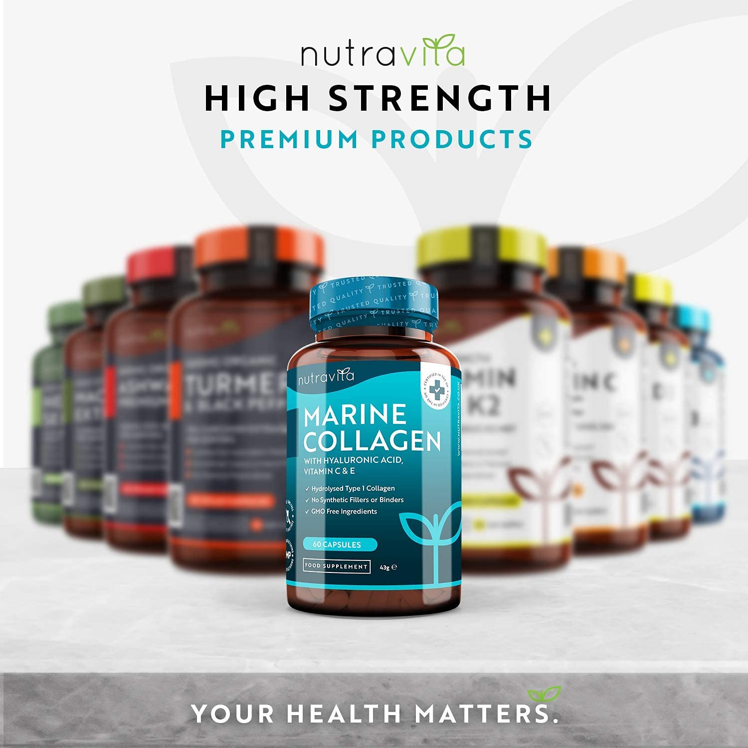 Marine Collagen 1000mg - 60 Capsules of Superior Type 1 Hydrolysed Collagen Nutravita