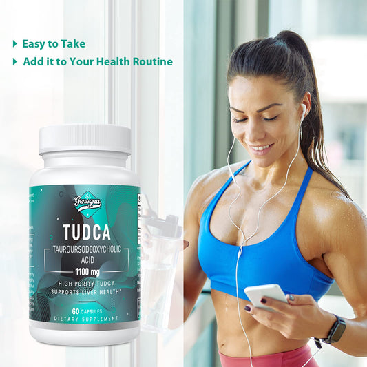 Genogna TUDCA 1100mg-Liver Support Supplement for Detox Cleanse, Water-Soluble Bile