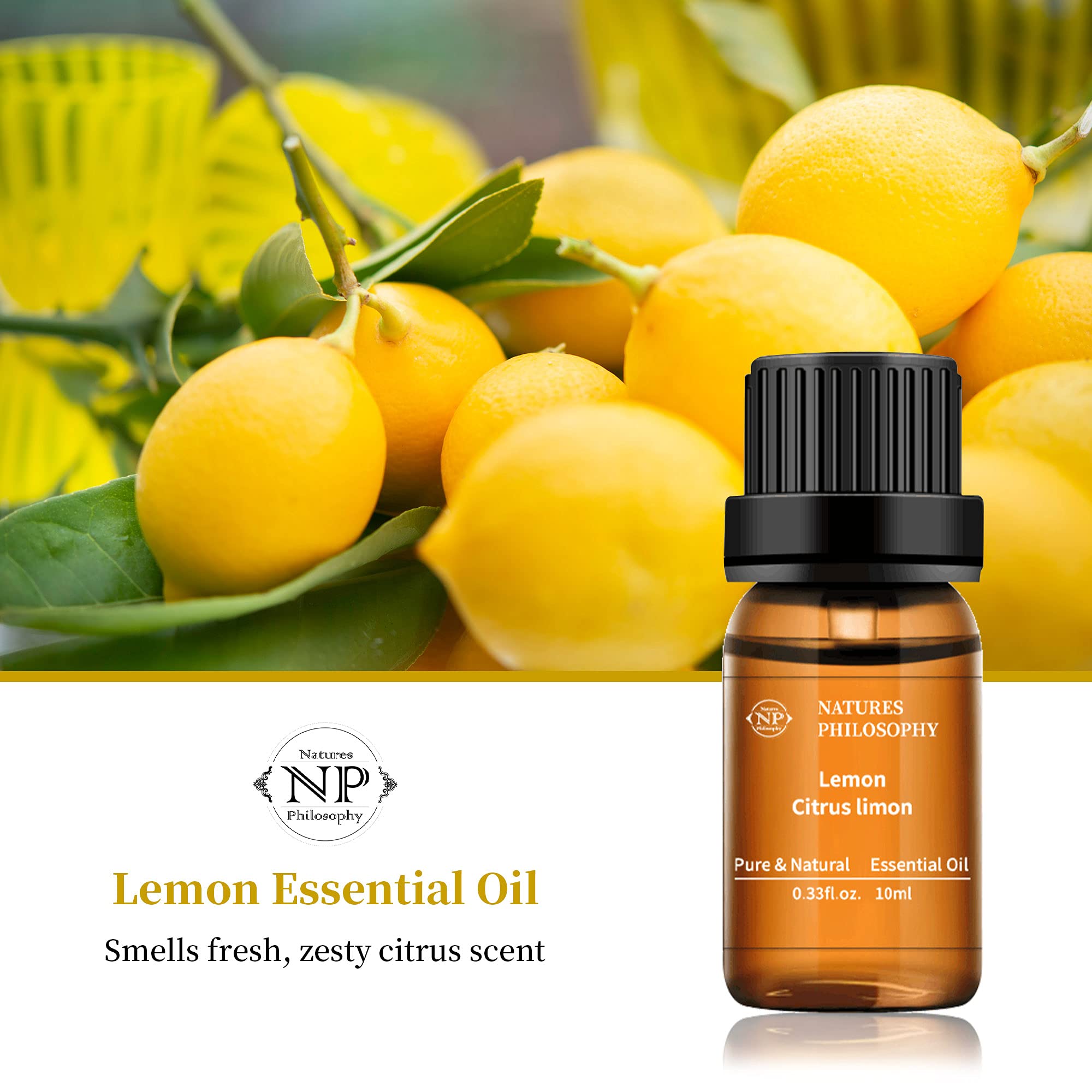 Lemon Essential Oil,100% Pure Organic Essential Oils for Aromatherapy, Diffuser, Massage, Soap Making