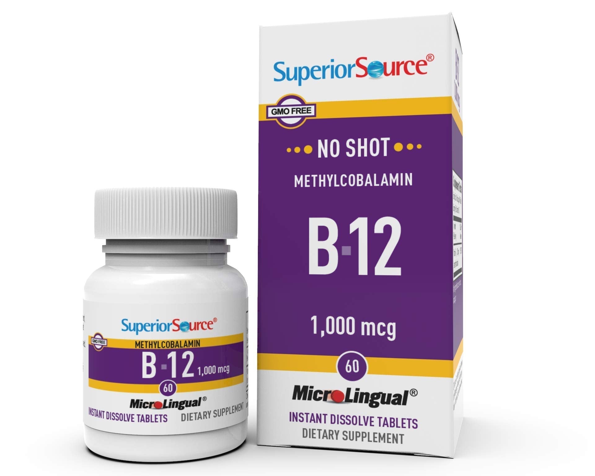 Superior Source No Shot Vitamin B12 Methylcobalamin 1000 mcg, Quick Dissolve MicroLingual