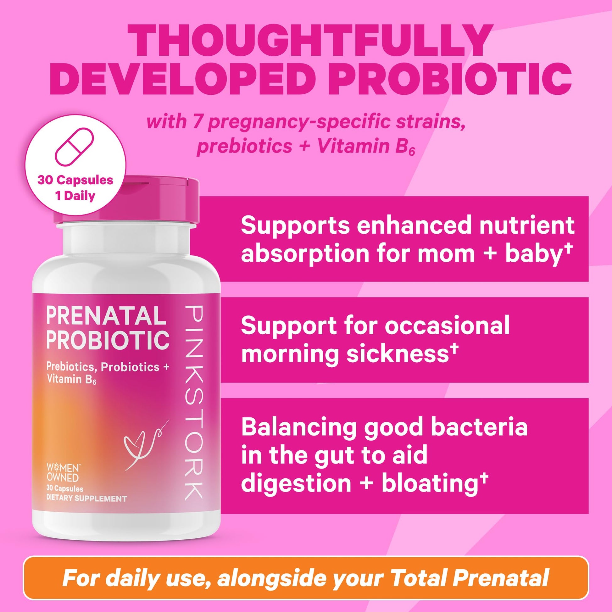 Pink Stork Prenatal Vitamin Duo: Prenatal Vitamins and Probiotics for Pregnant Women Pink Stork