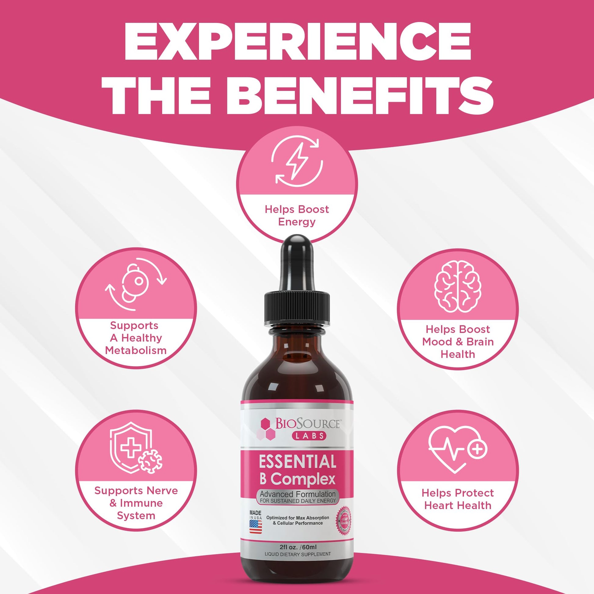 BioSource Labs Essential B Complex - Daily Vegan Vitamin B-Complex Sublingual Liquid BioSource Labs