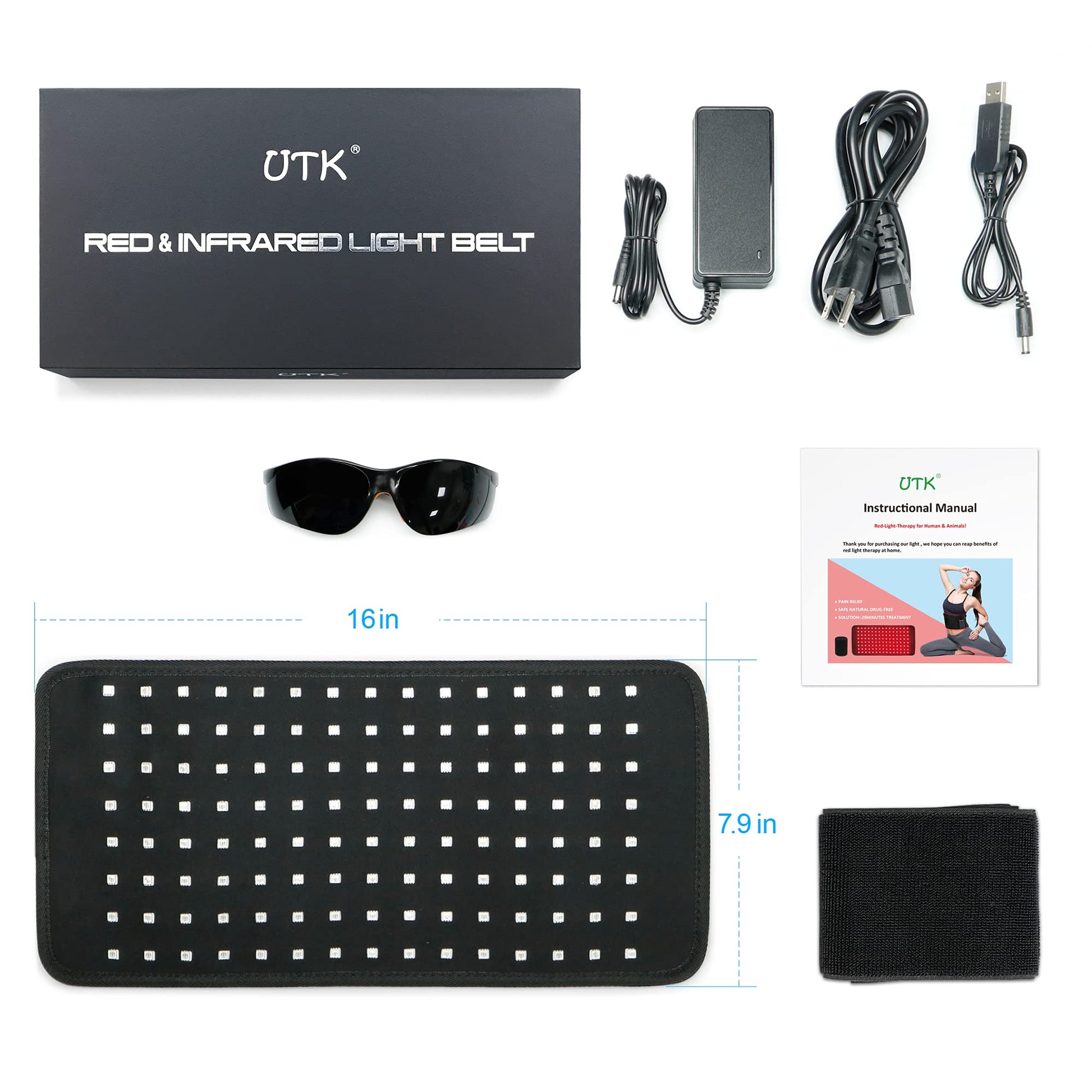 UTK Red Light Therapy Pad for Body Pain Relief, LED 660＆850nm Wearable Wrap Deep Therapy UTK