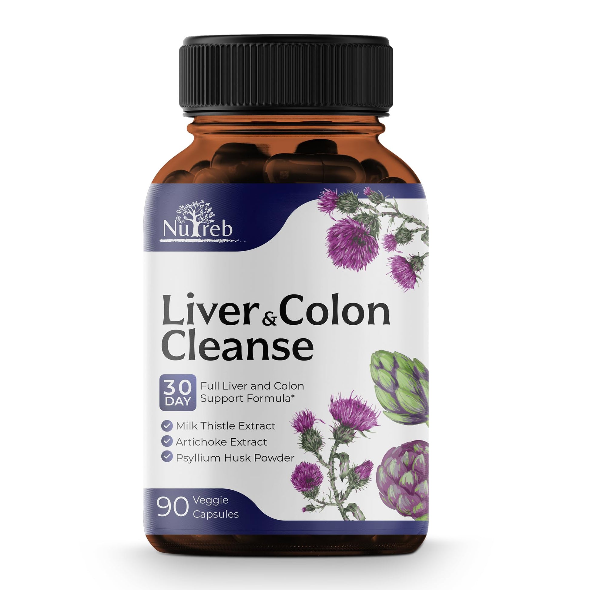 Liver Cleanse Detox & Repair with Colon Cleanse - Milk Thistle, Dandelion Root, Psyllium Husk Fiber