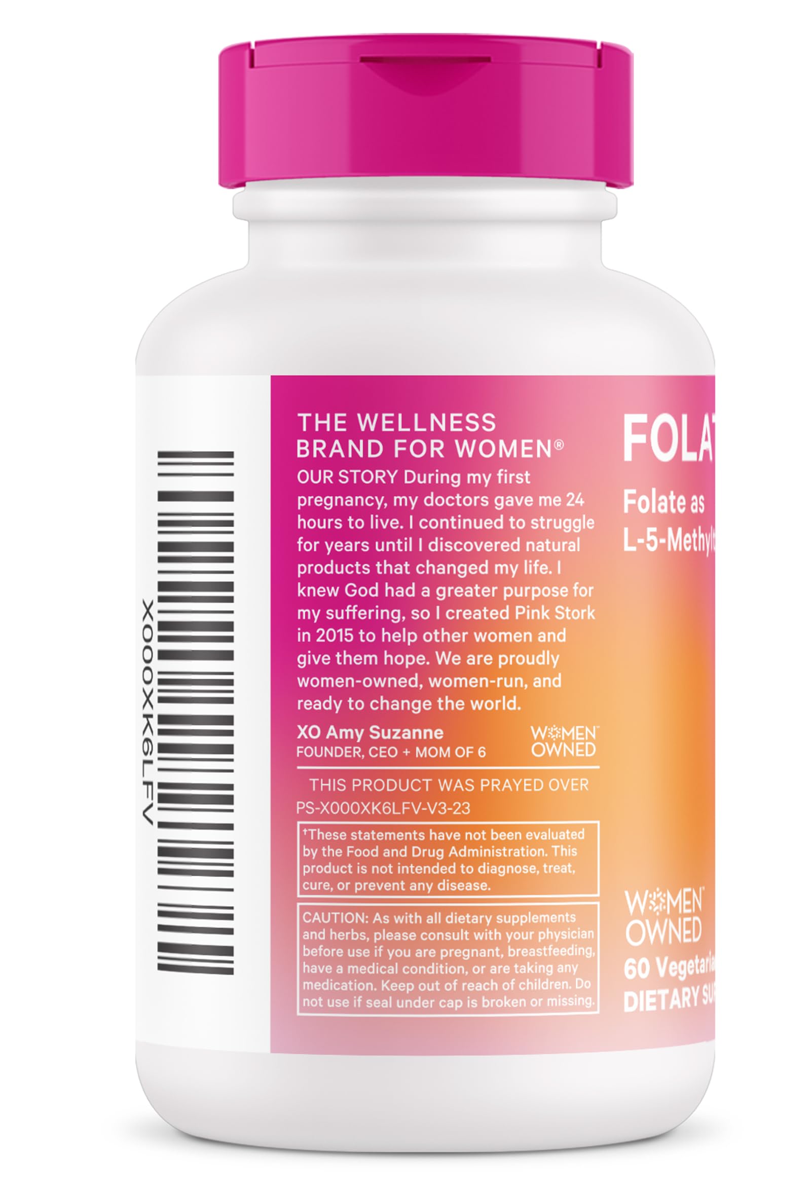 Pink Stork Folate: Methyl Folate - MTHFR Acid, Natural Form of Folic Acid for Pregnancy, Formulated Pink Stork