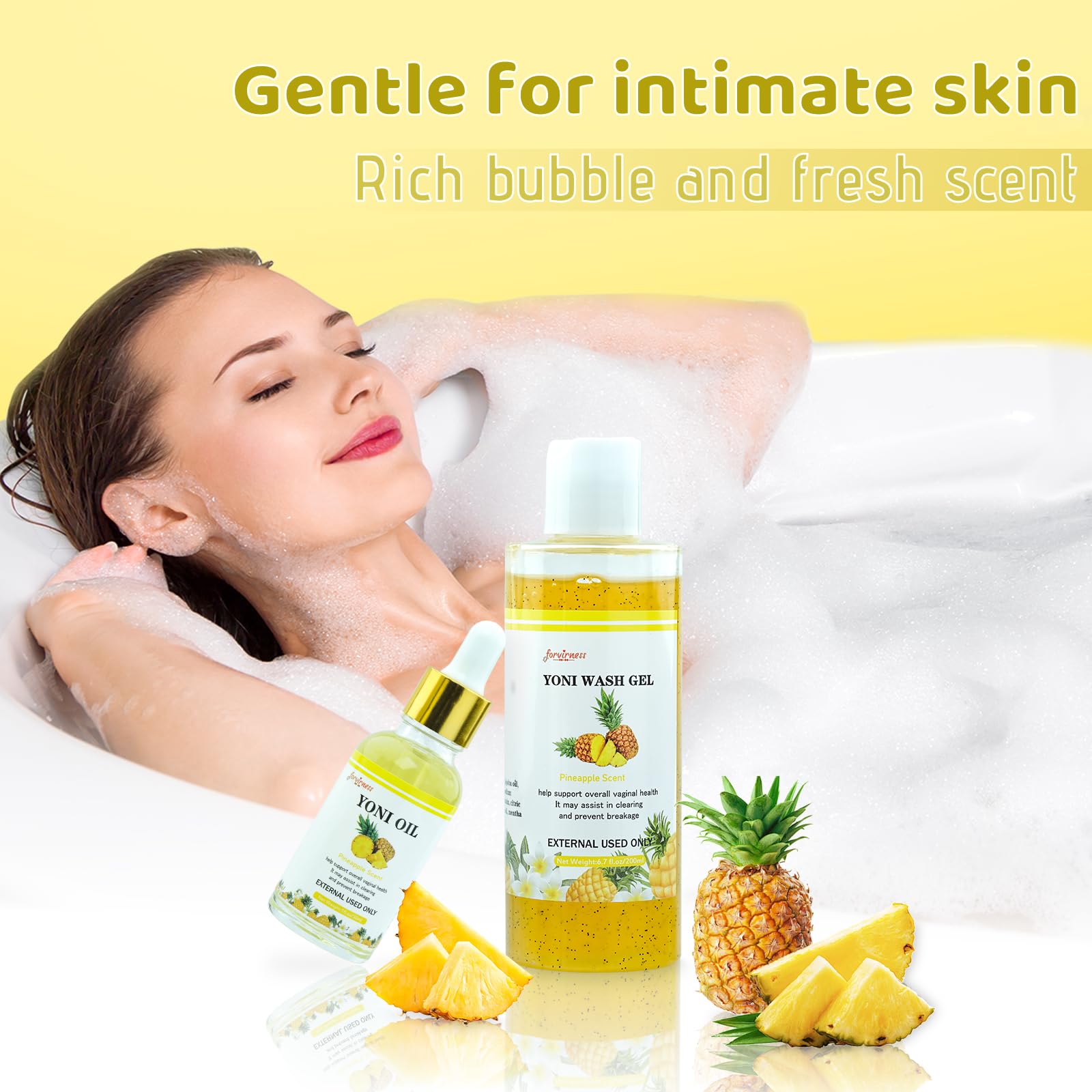 forvirness Natural Yoni Wash Yoni Oil Set, Cleanse - Remove Odor - ph Balance Feminine Wash forvirness