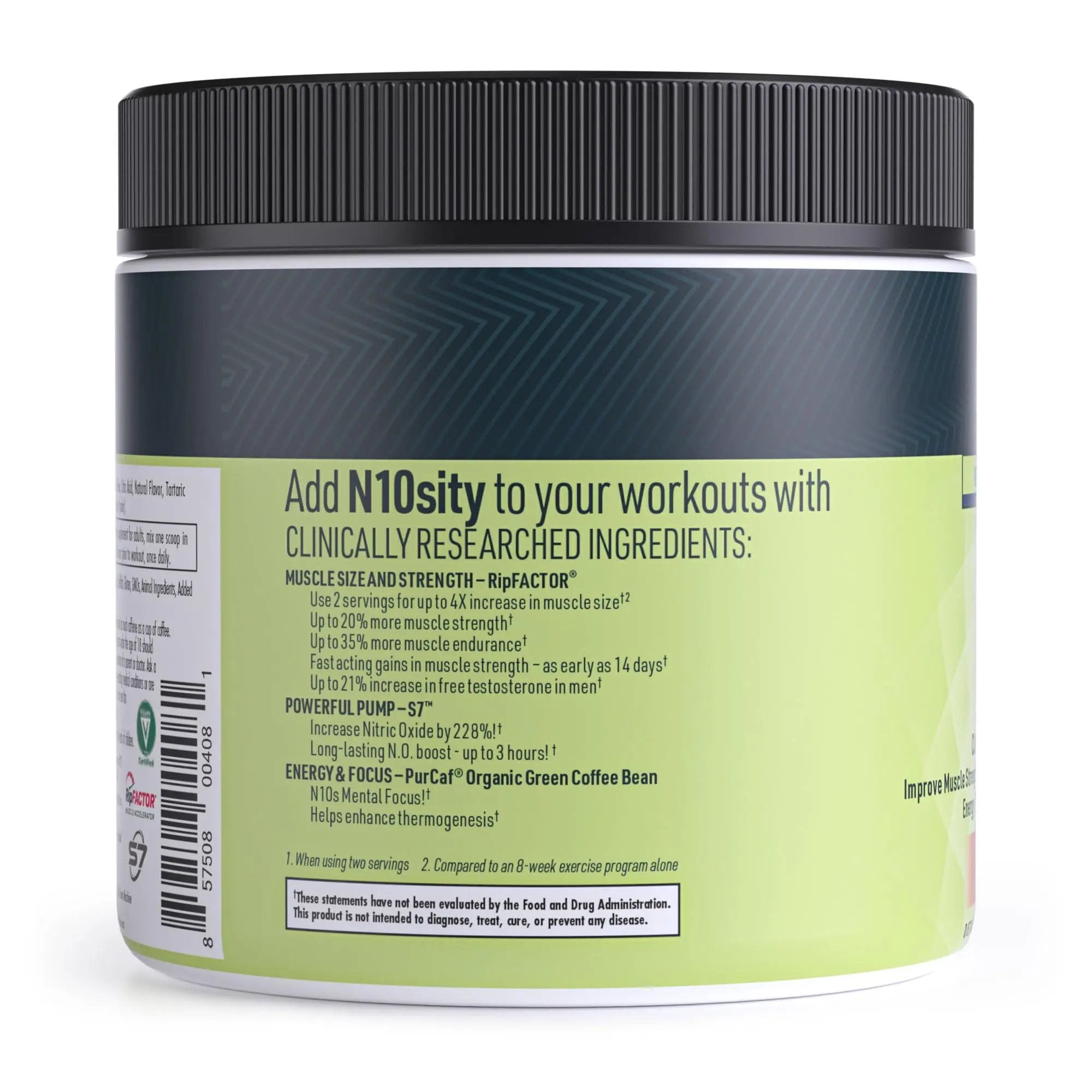 CLEAN MACHINE N10s - Plant Based Vegan Preworkout Powder - 3 Clinically Tested and Patented Ingredients to Increase Muscle Size, Strength, Energy and Mental Focus - 30 Servings - Cherry Bomb