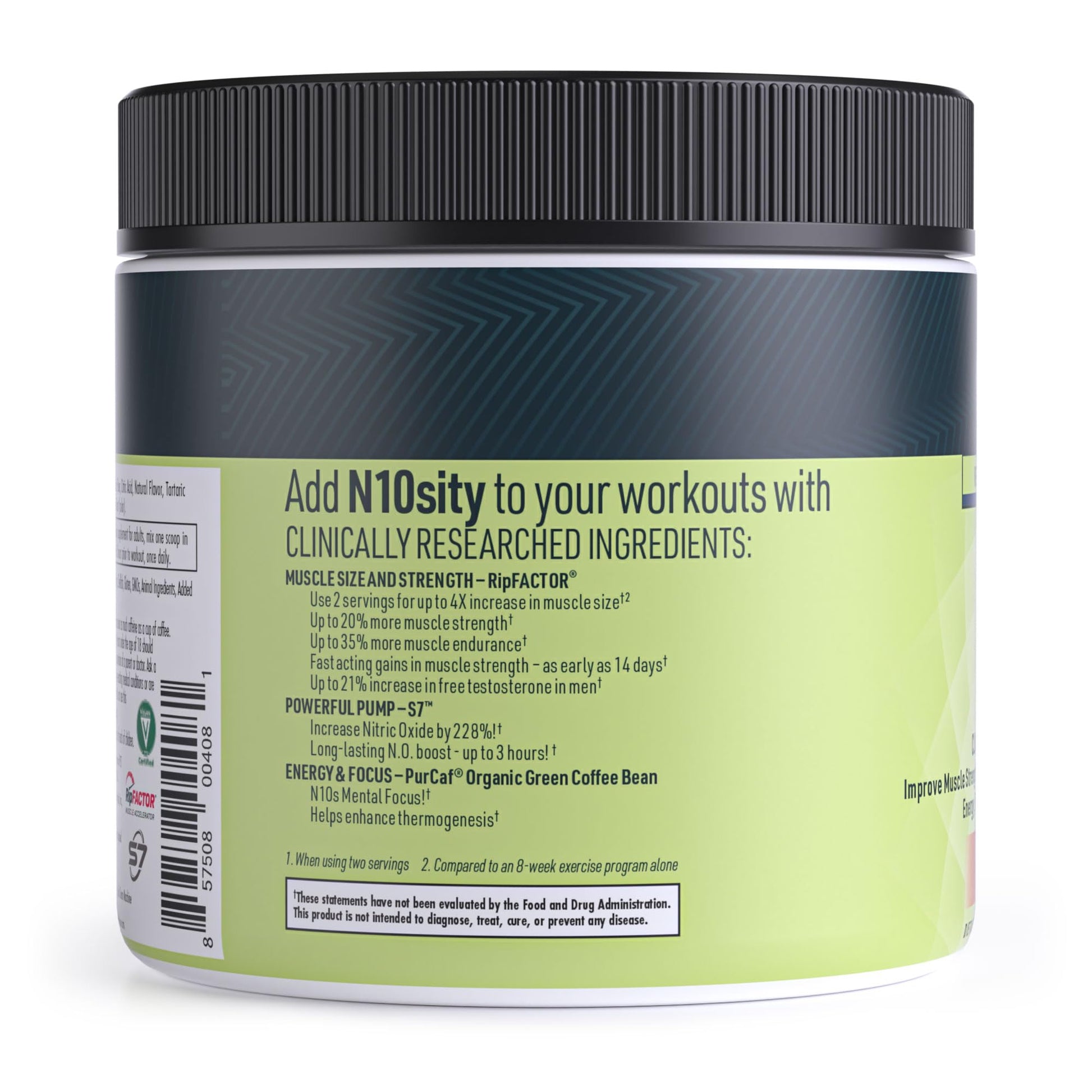 CLEAN MACHINE N10s - Plant Based Vegan Preworkout Powder - 3 Clinically Tested and Patented Ingredients to Increase Muscle Size, Strength, Energy and Mental Focus - 30 Servings - Cherry Bomb