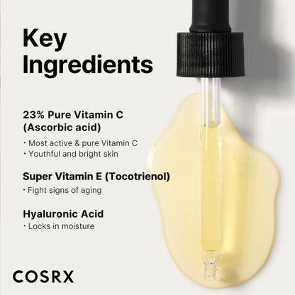 COSRX Pure Vitamin C Serum with Vitamin E & Hyaluronic Acid, Brightening
