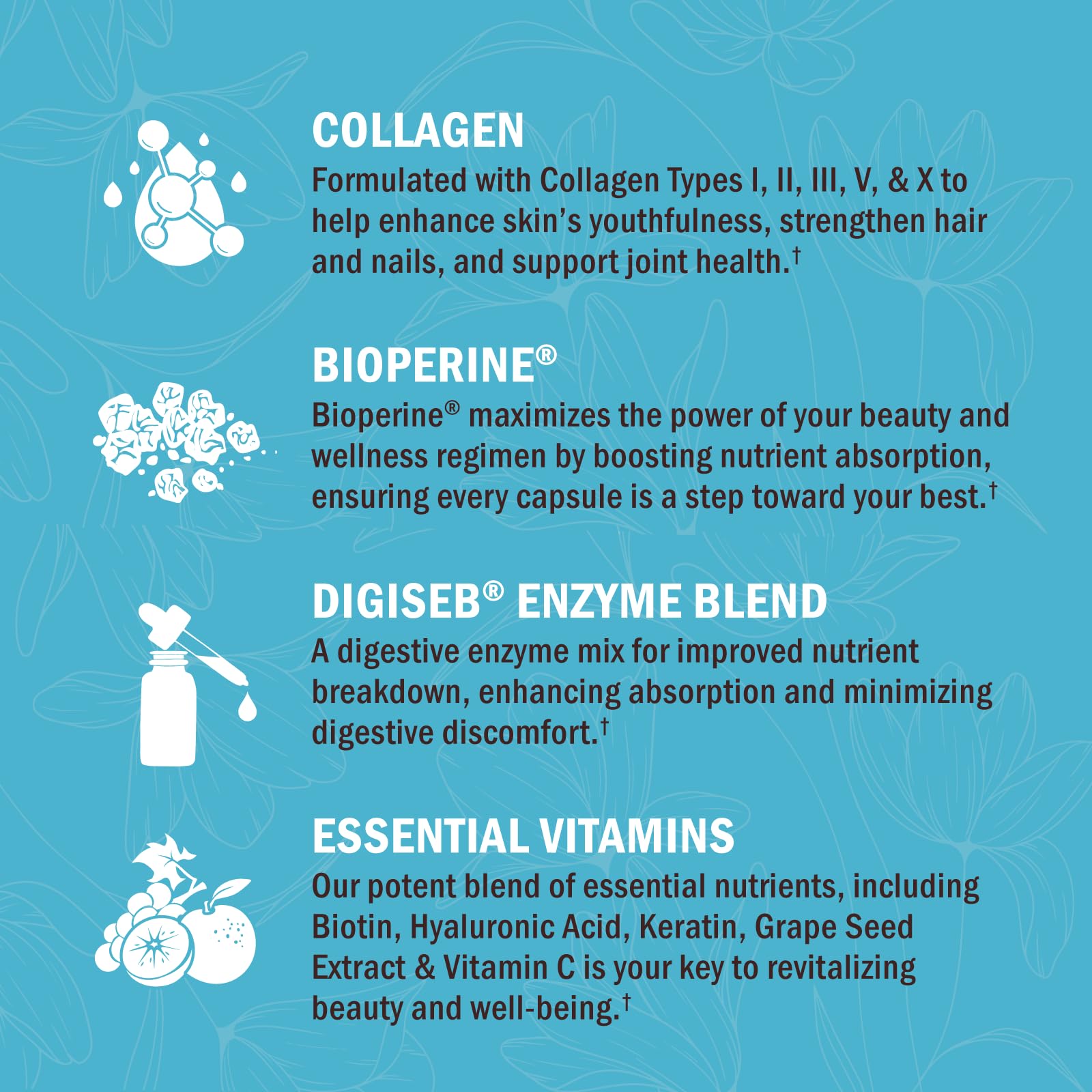 Multi Collagen Pills for Women (Types I II III V X) with Vitamin C Hyaluronic Acid Biotin BioSchwartz