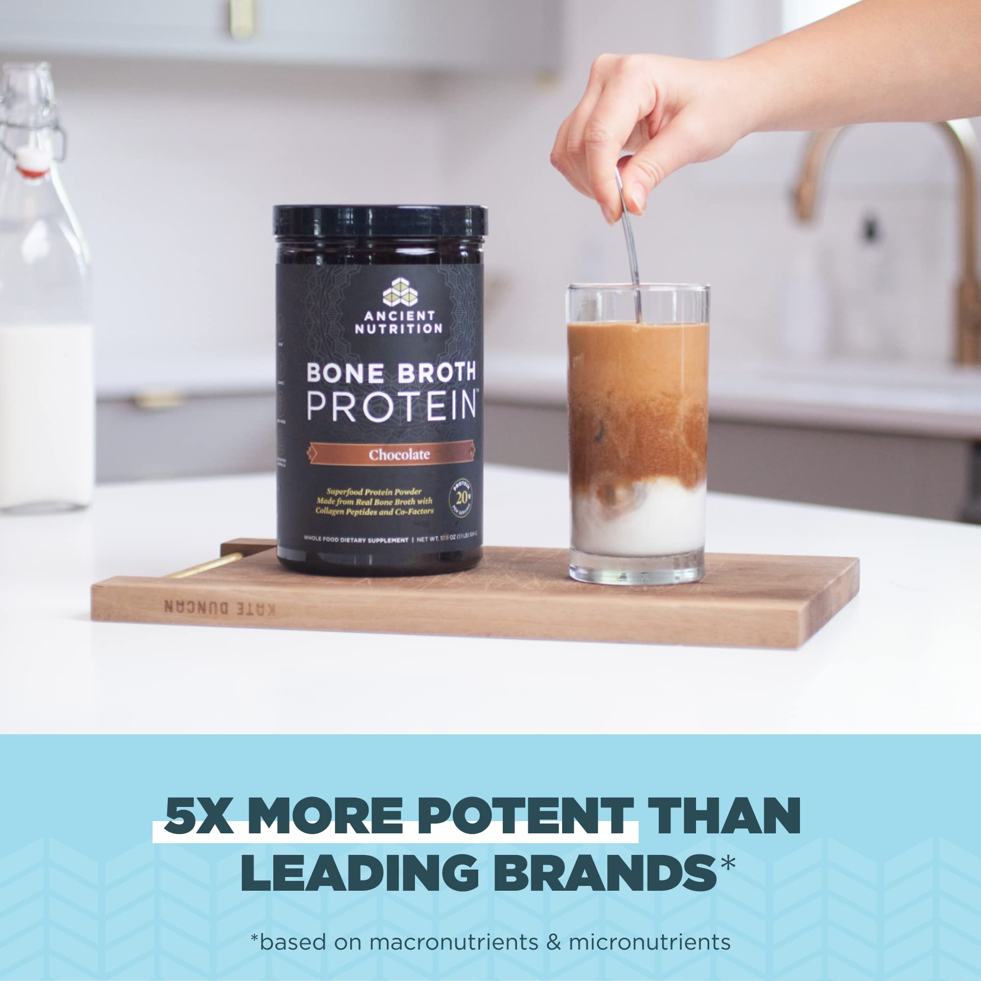 Ancient Nutrition Protein Powder Made from Real Bone Broth, Chocolate, 20g Protein Ancient Nutrition