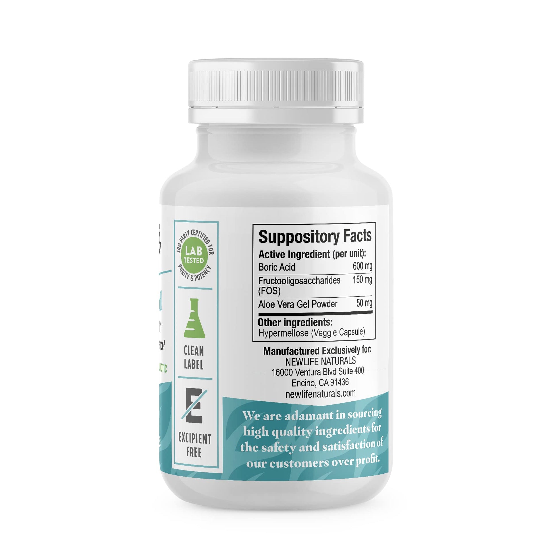 NewLife Naturals Boric Acid Vaginal Suppositories with Aloe Vera & FOS Prebiotic | Women's pH Balance Pills NewLife Naturals