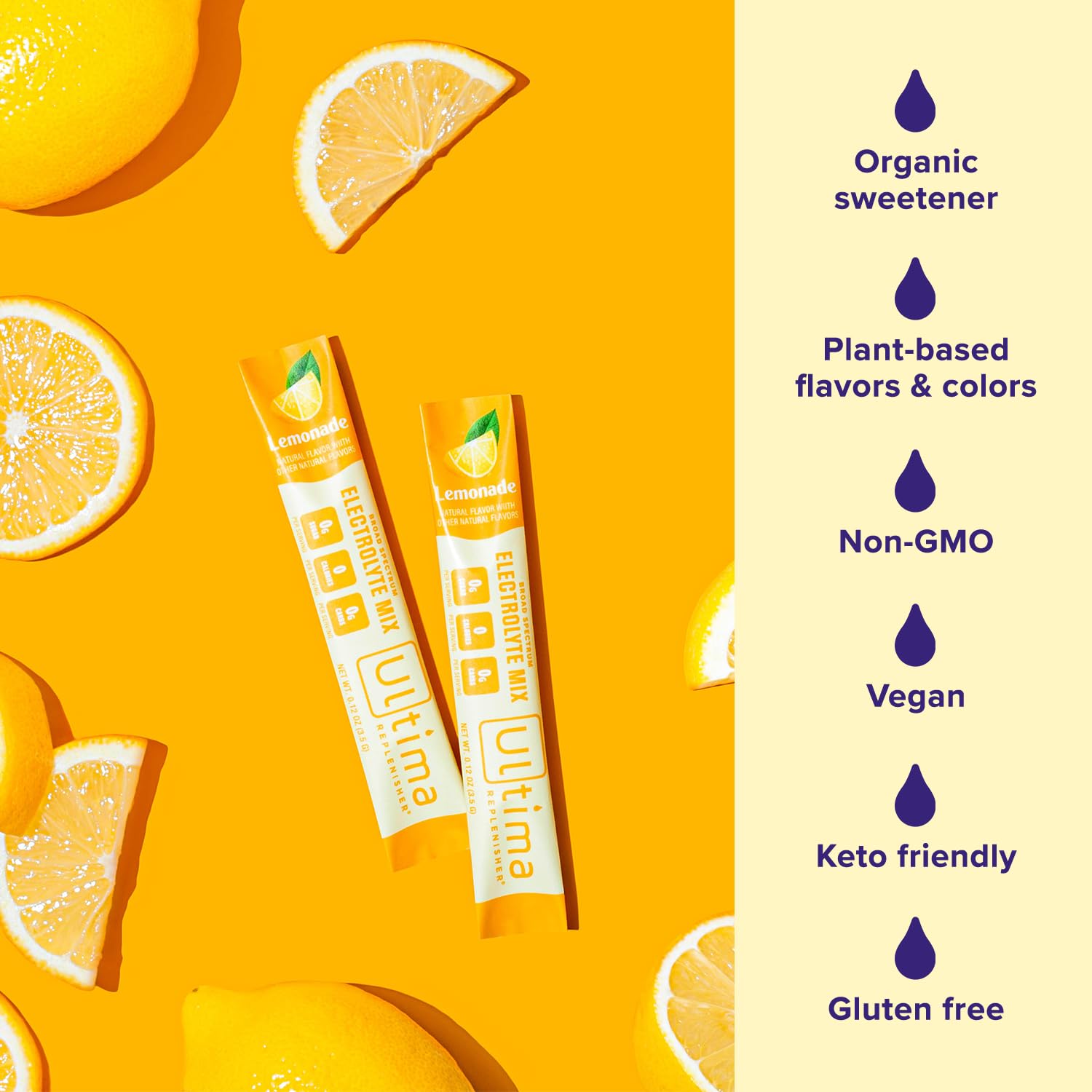 Ultima Replenisher Daily Electrolyte Drink Mix – Lemonade, 20 Stickpacks – Hydration Ultima Replenisher