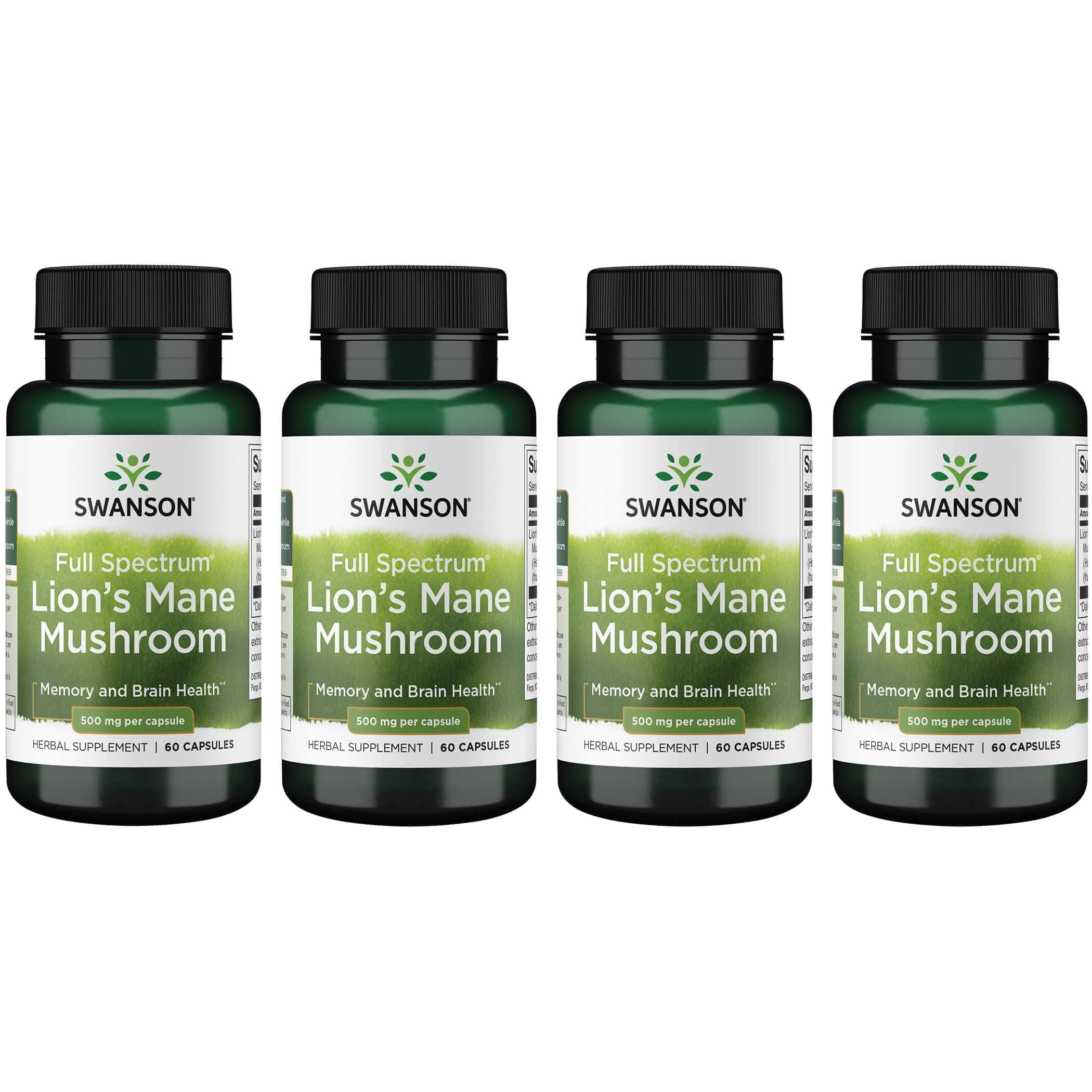 Swanson Lion's Mane Mushroom Capsules - 500 mg Each, 60 Capsules -