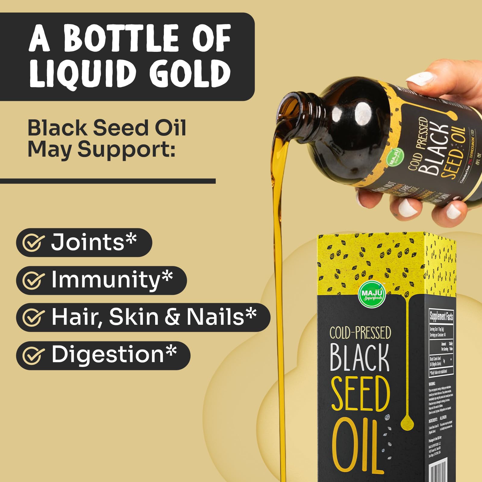 MAJU Black Seed Oil - 3 Times Thymoquinone, Cold-Pressed, 100% Turkish Black Cumin Maju Superfoods