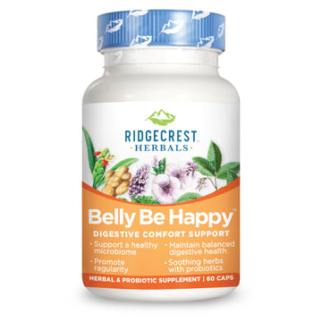 RidgeCrest Herbals Belly Be Happy - 60 Capsules - Digestive Comfort Support - Non-GMO