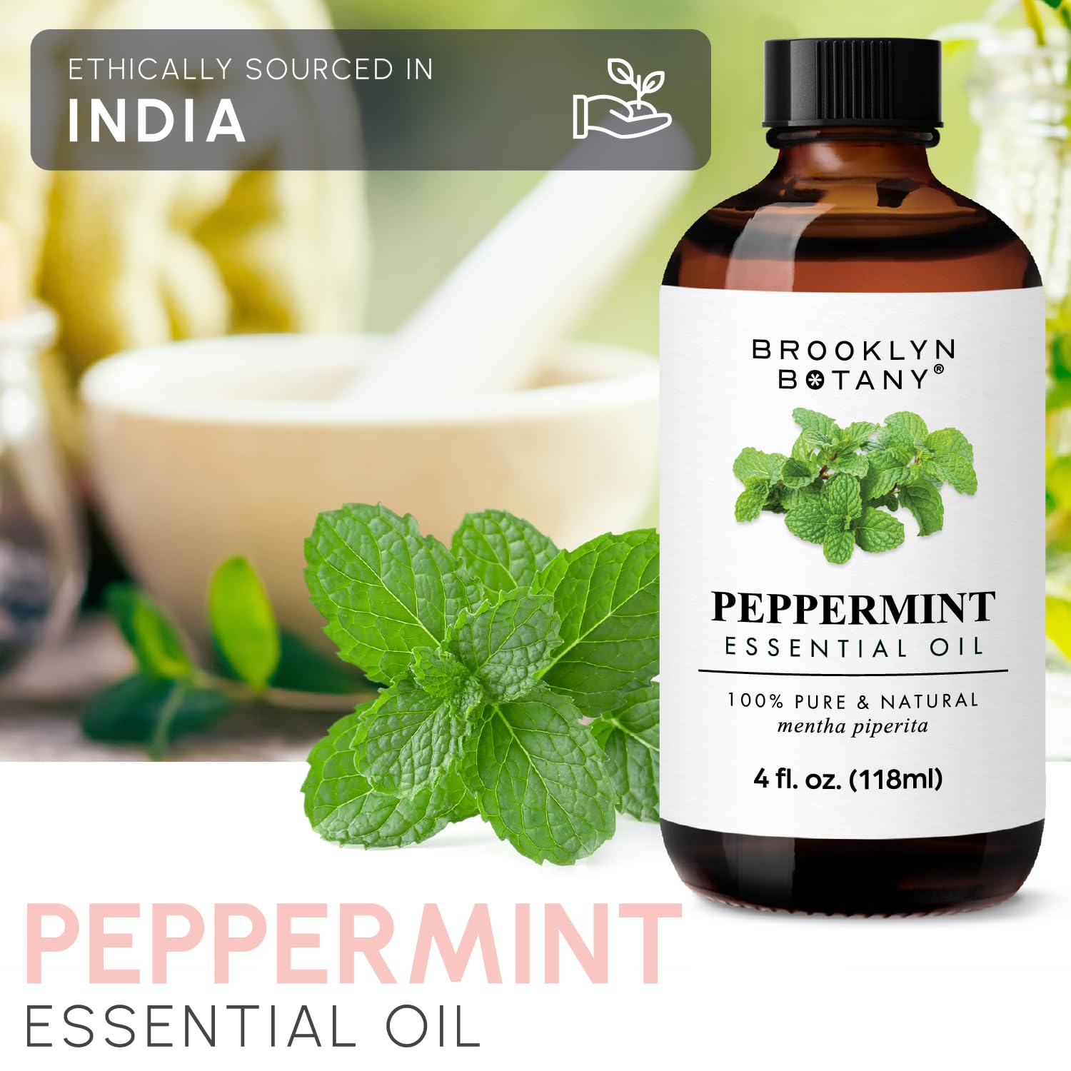 Brooklyn Botany Peppermint Essential Oil - Huge 4 Fl Oz - 100% Pure and Natural - Premium Grade Brooklyn Botany