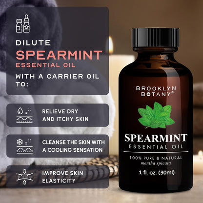 Brooklyn Botany Spearmint Essential Oil – 100% Pure and Natural – Premium Grade Oil