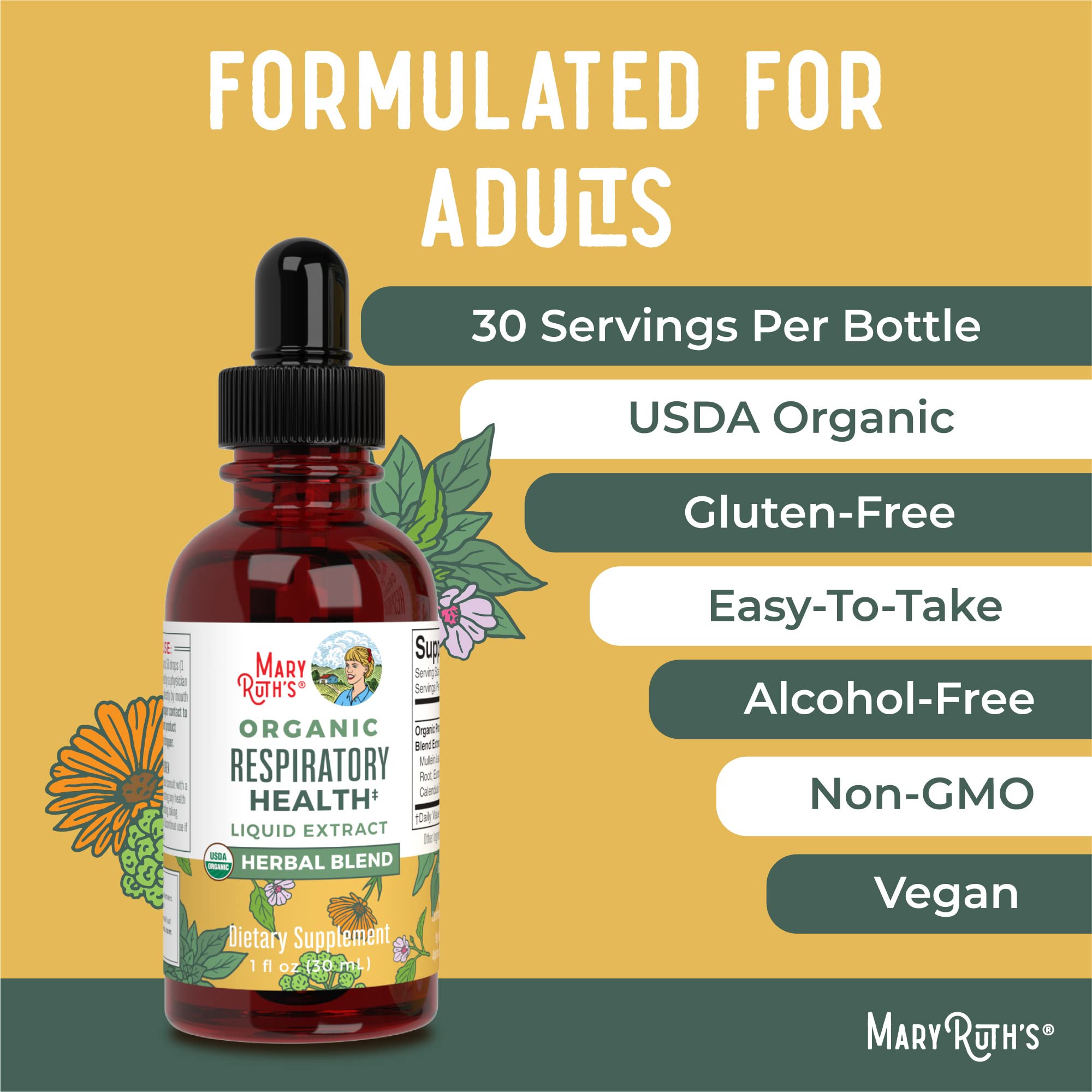 MaryRuth's | USDA Organic Respiratory Health Herbal Supplement Extract MaryRuth Organics
