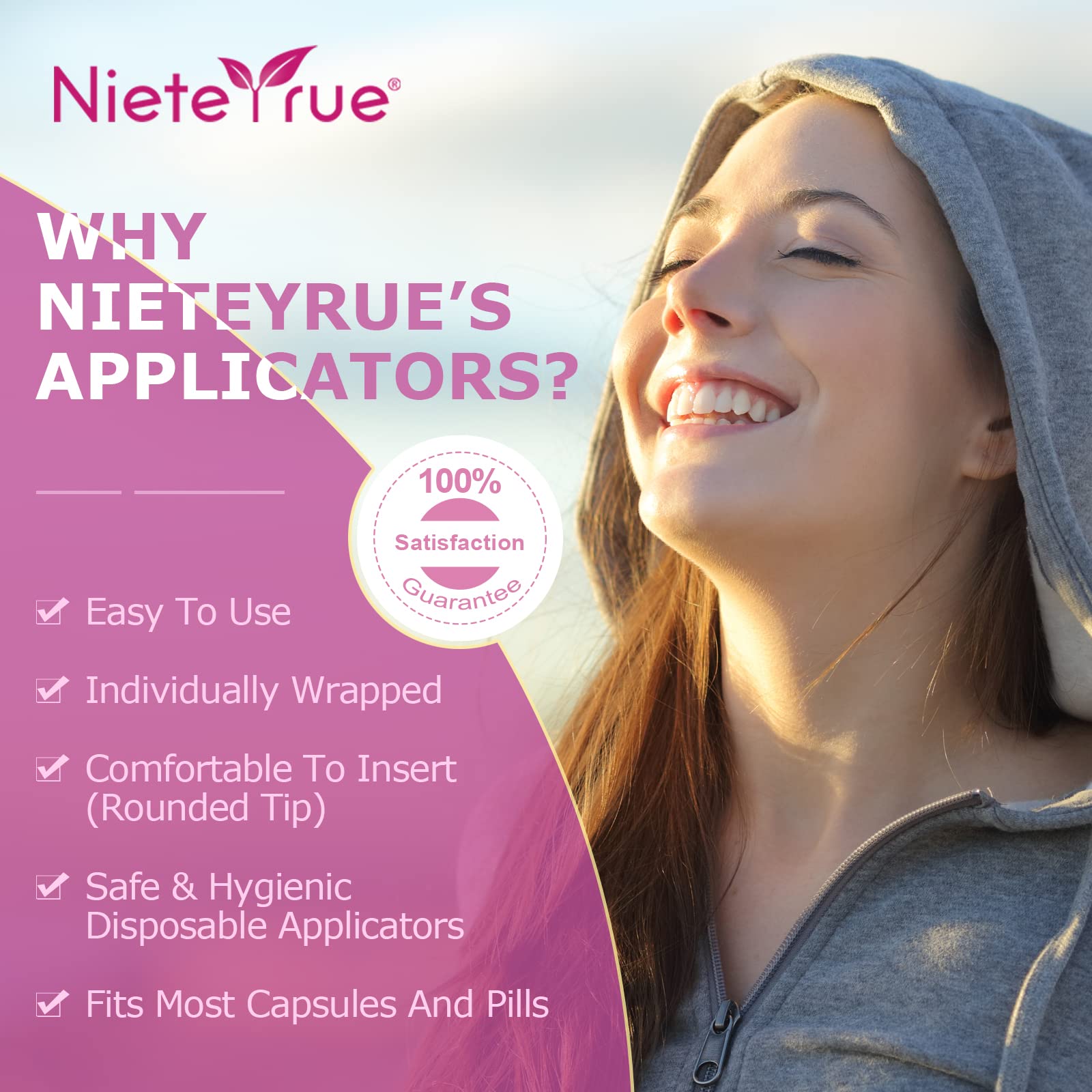 (60 Counts) Nieteyrue Suppository Applicator for Women Fit to Size 00 Cap-sules Soft Tip Auxiliary Tool