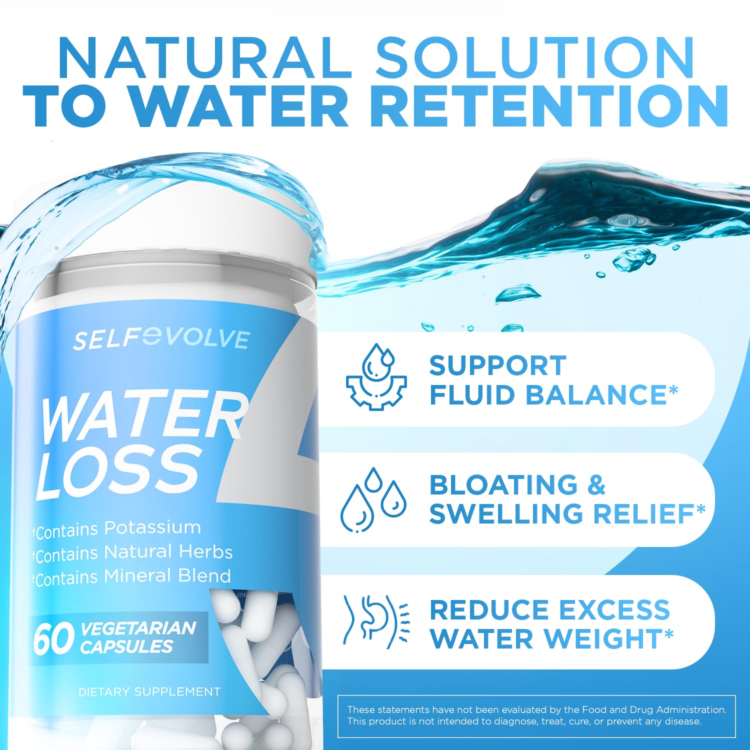 selfevolve Water Loss and DIM Supplement Bundle - Natural Water Pills for Reducing Water Retention selfevolve