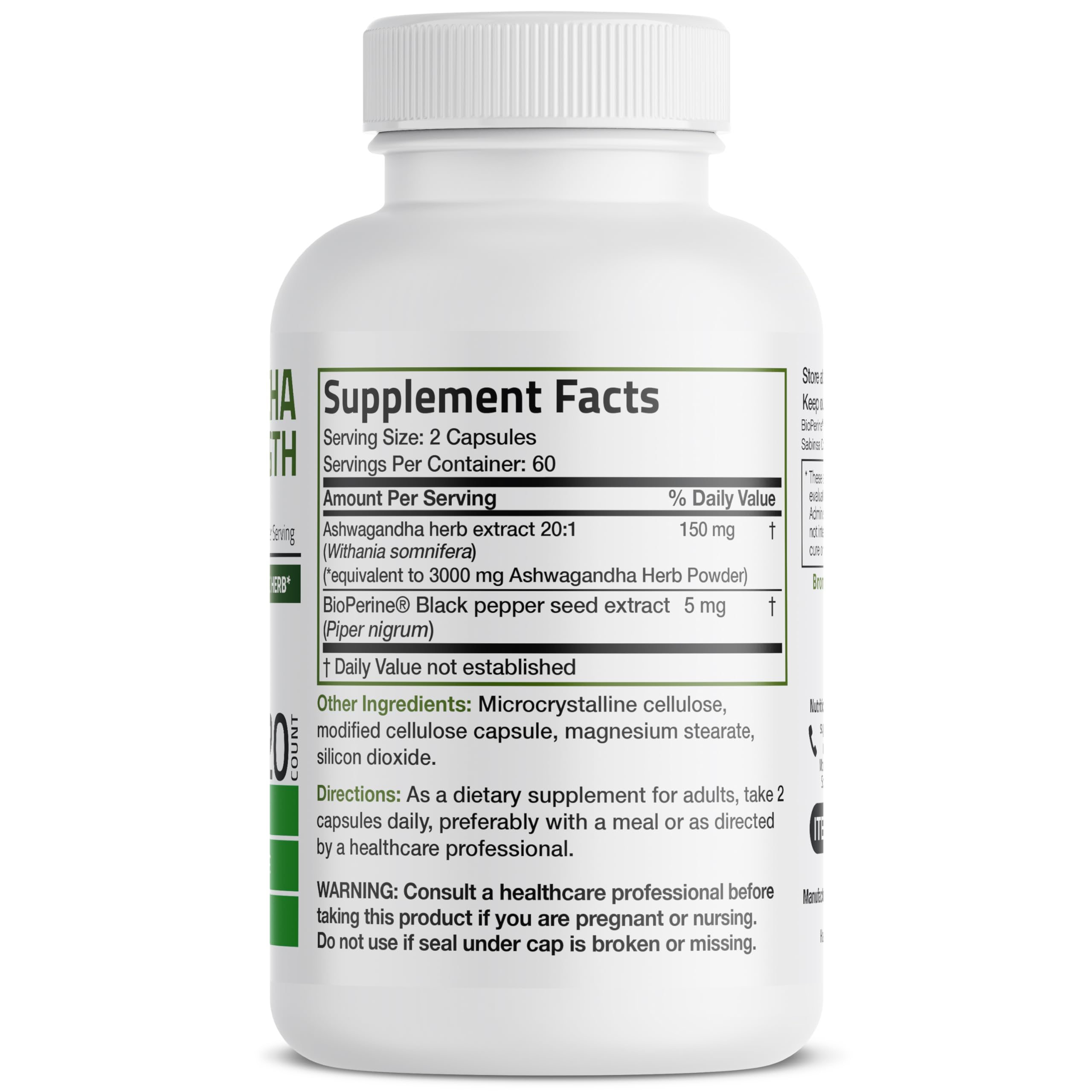 Bronson Ashwagandha Extra Strength Stress & Mood Support with BioPerine Bronson