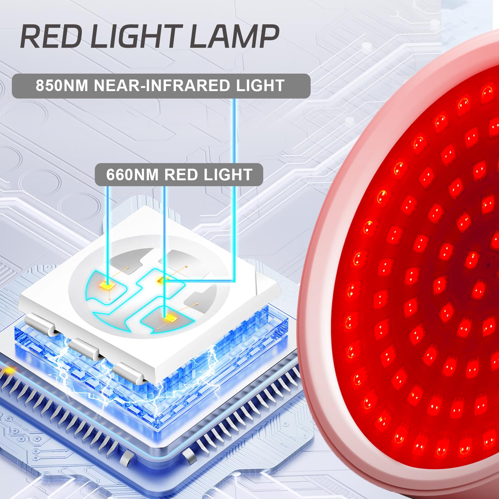 Red Light Lamp with Base, 660nm Red Light & 850nm Near Infrared Red Light Lamp with Timer Devowellte