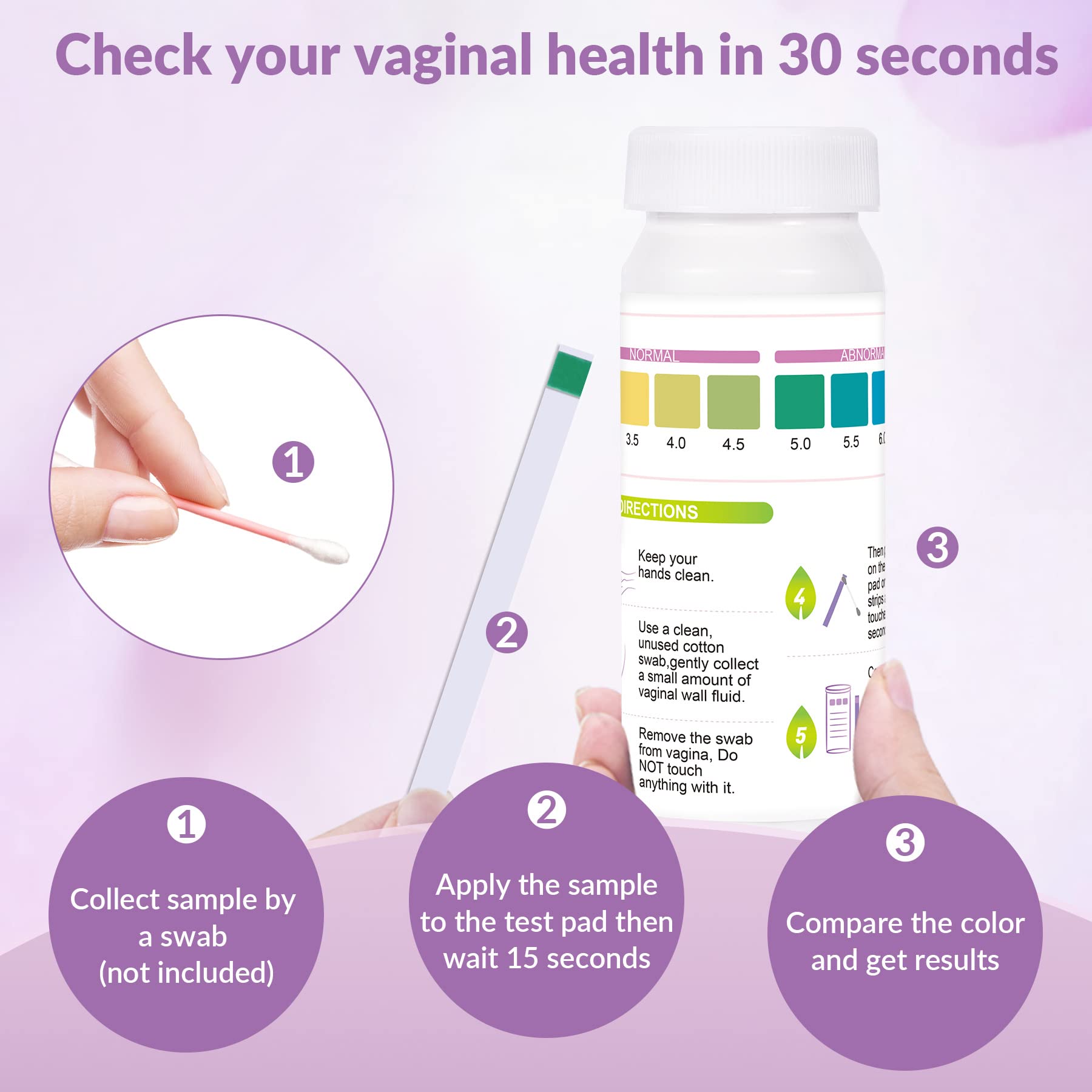 Yeast Infection Test for Women, 50 Count Vaginal pH Test Strips, BV Test Kit at Home SaySummer