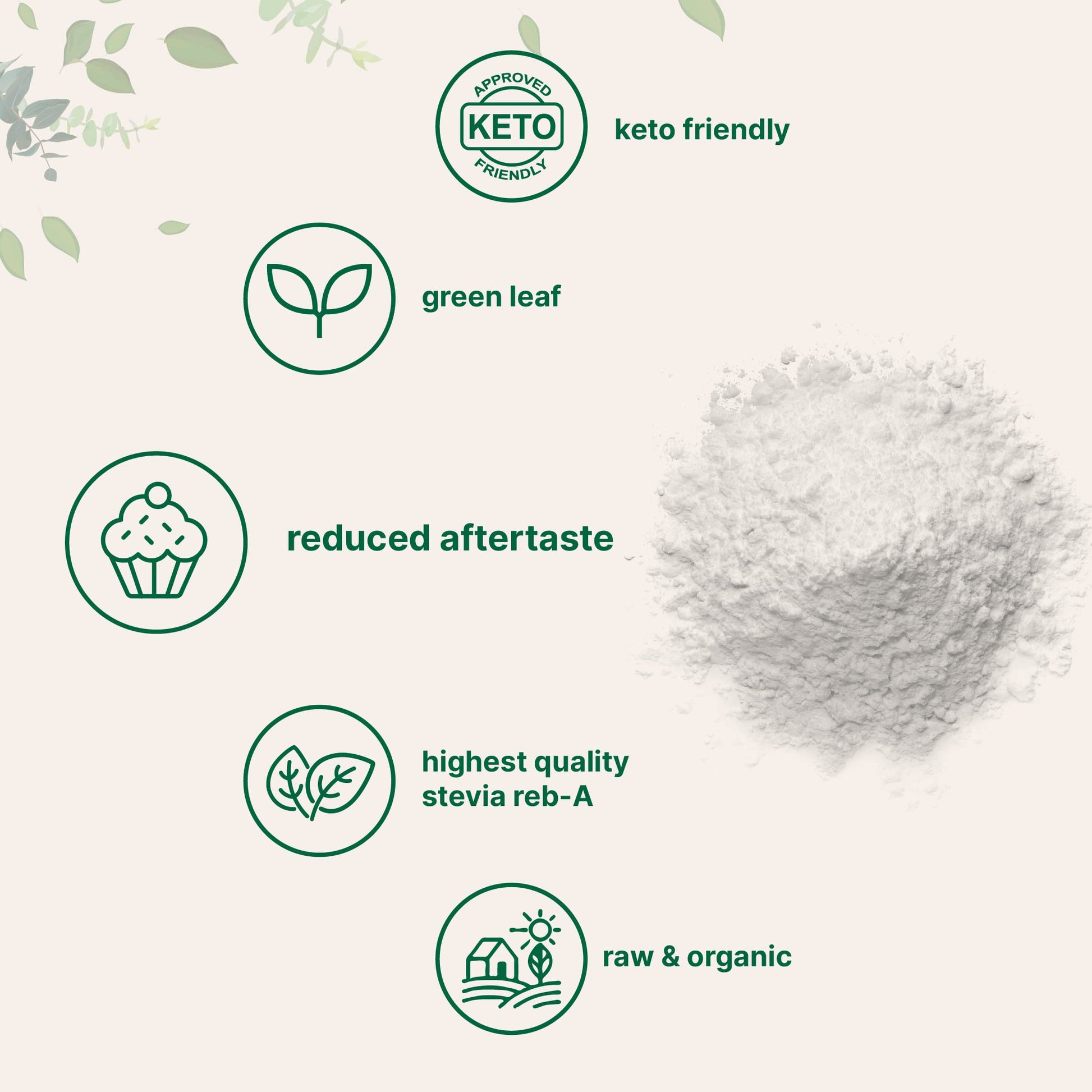 Pure Organic Stevia Powder, 8 Ounces, 1418 Serving, High Grade Stevia Green Micro Ingredients