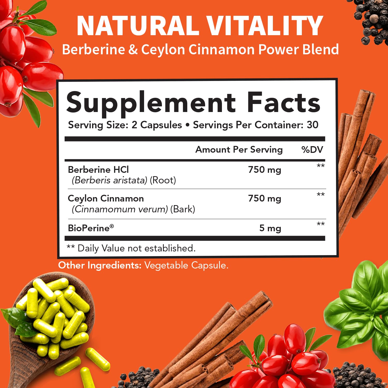 Clinical Grade Berberine Supplement 1500mg HCL Plus Ceylon Cinnamon Weight Managemen Clinical Nutra