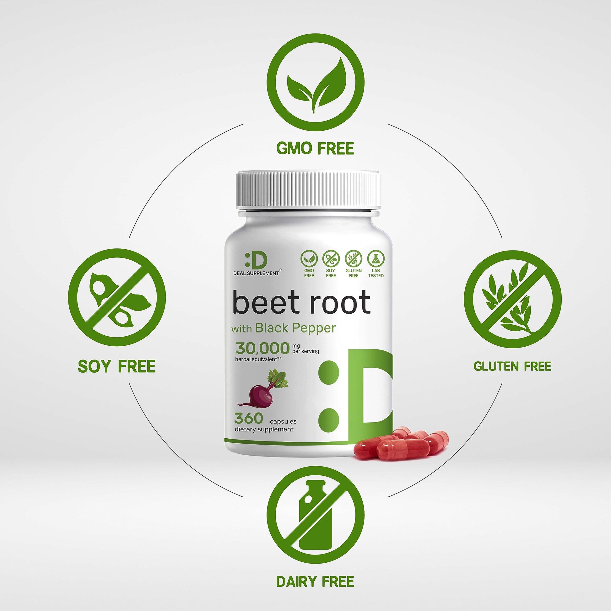 Two Pack Beet Root Capsules 30000mg Per Serving, 720 Counts | with Black Pepper Extract – Enhanced Absorption, Pure Beet Root Powder Source – Nitric Oxide Supplements