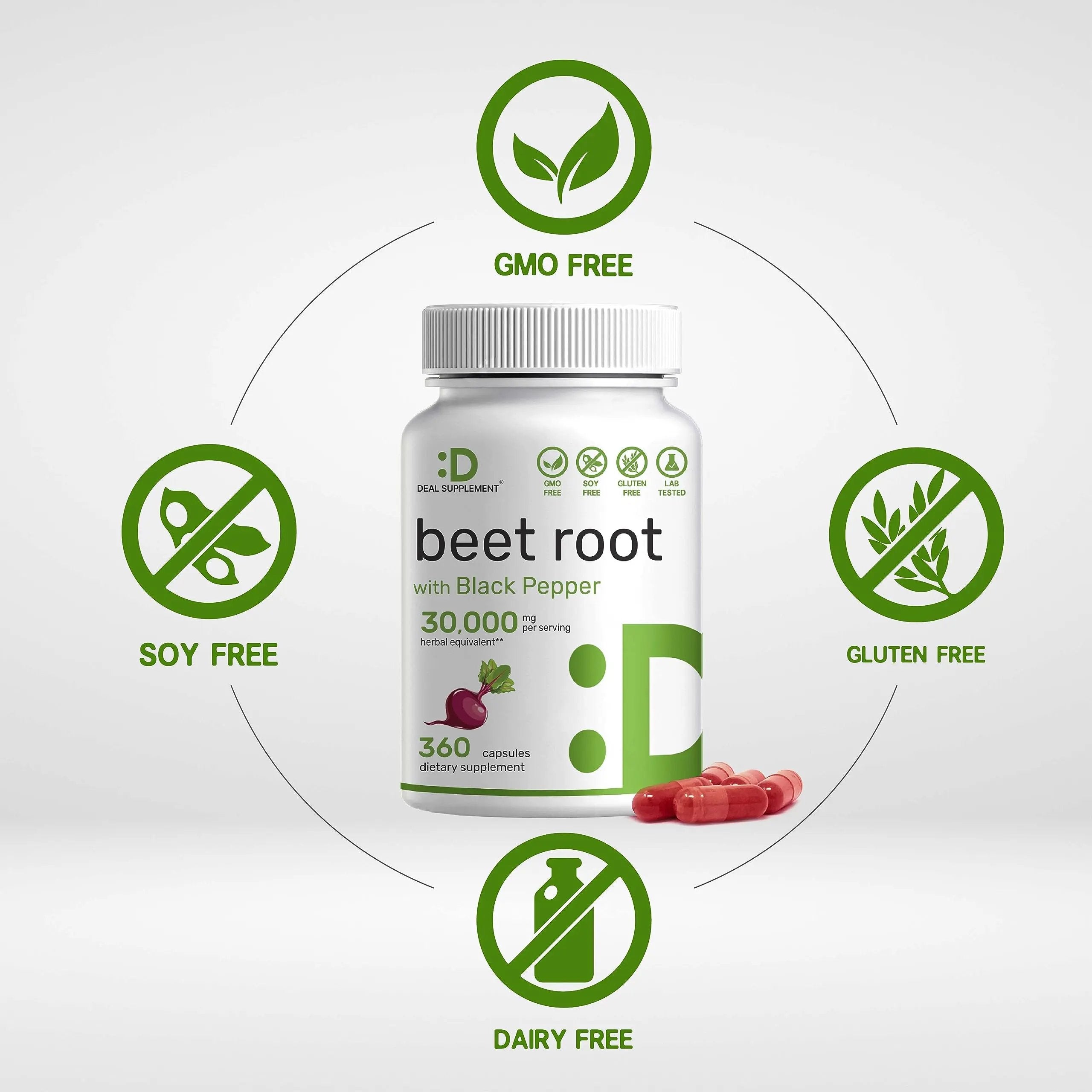 Two Pack Beet Root Capsules 30000mg Per Serving, 720 Counts | with Black Pepper Extract – Enhanced Absorption, Pure Beet Root Powder Source – Nitric Oxide Supplements