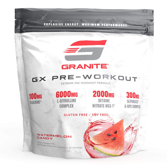Granite GX Pre-Workout Supplement (Watermelon) Advanced Formula for Pump, Focus