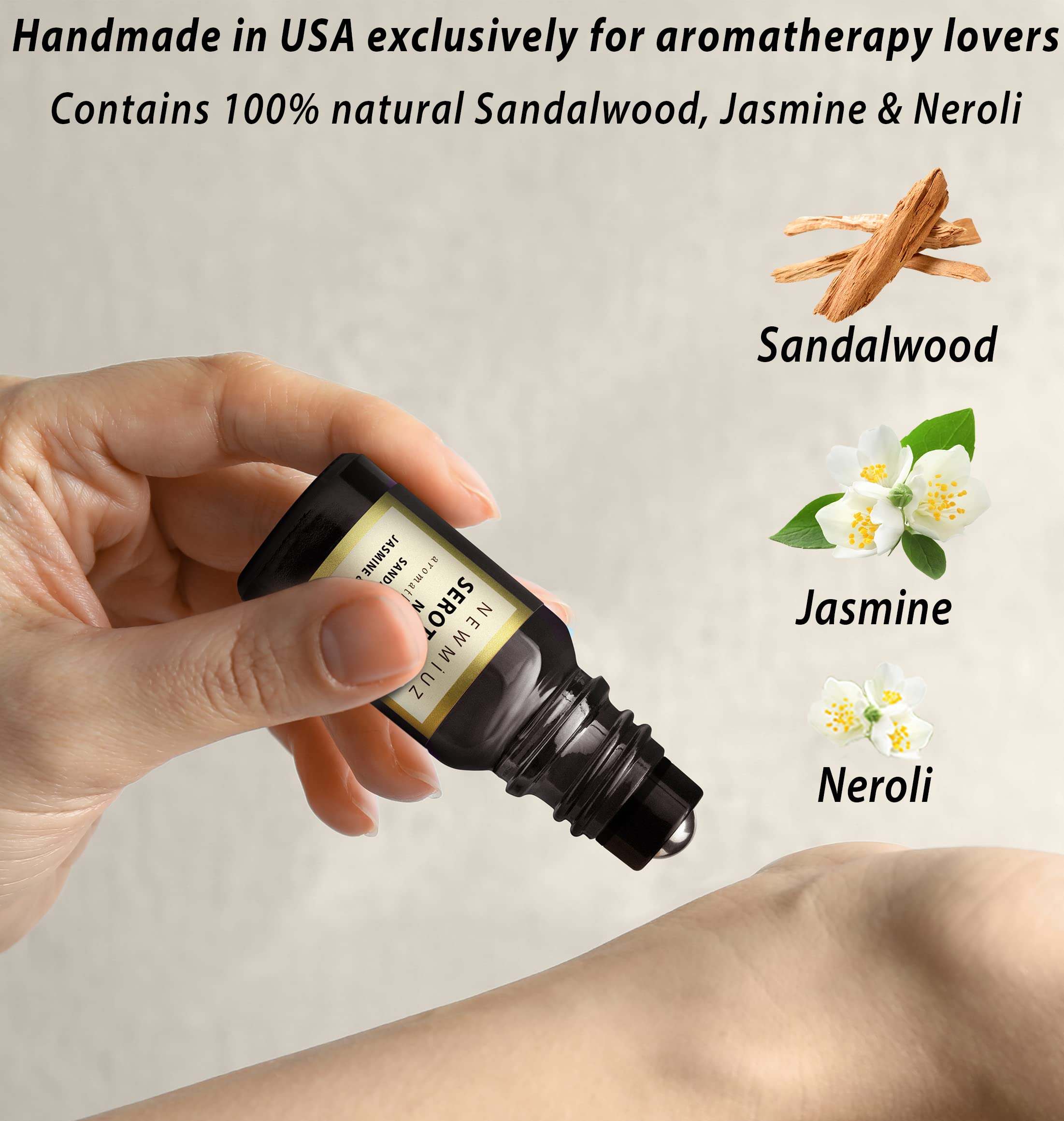 Calm Roll on Essential Oil Stress Relief Sandalwood Jasmine Destress Relaxation Calming Rolle New Miuz