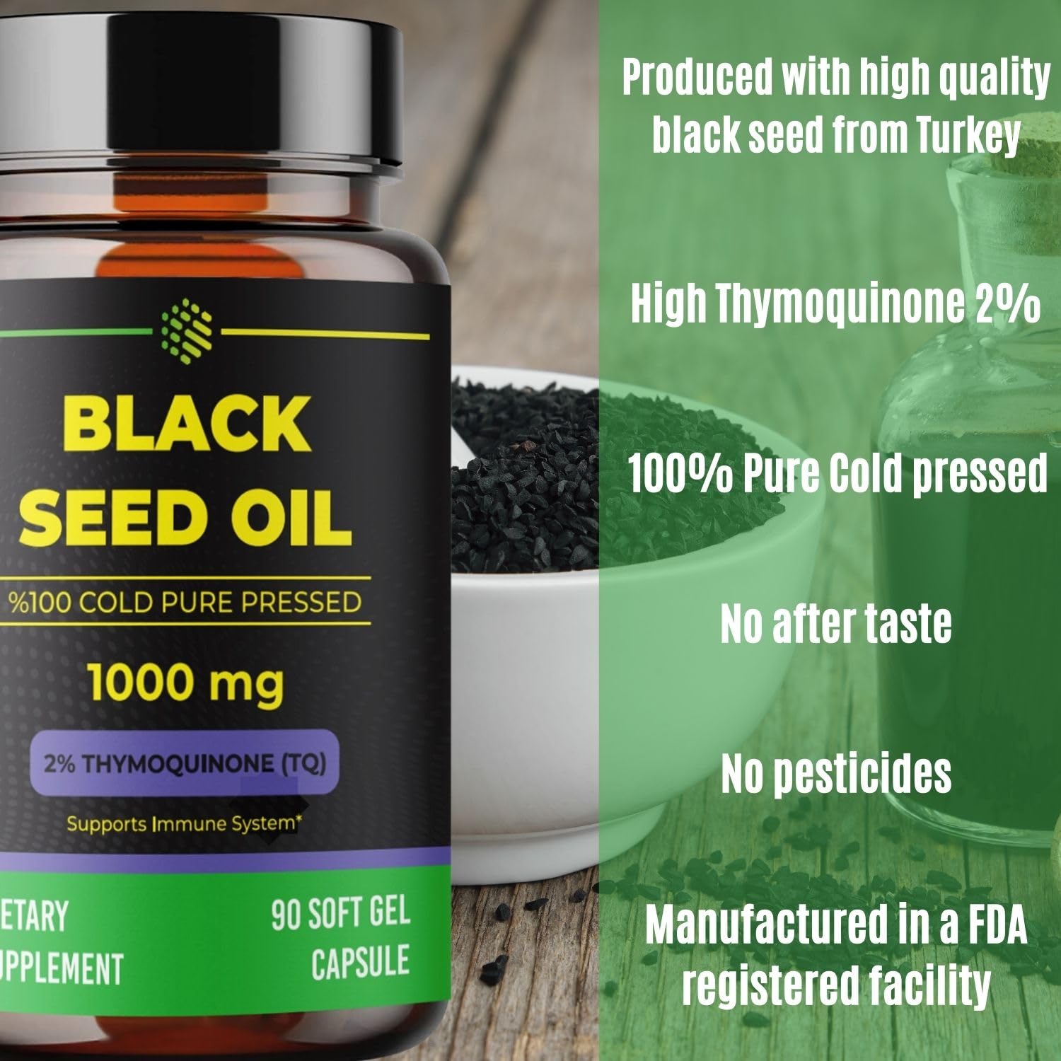 aromel Black Seed Oil Capsules, 90 Days Supply, 2% Thymoquinone, Non-GMO aromel