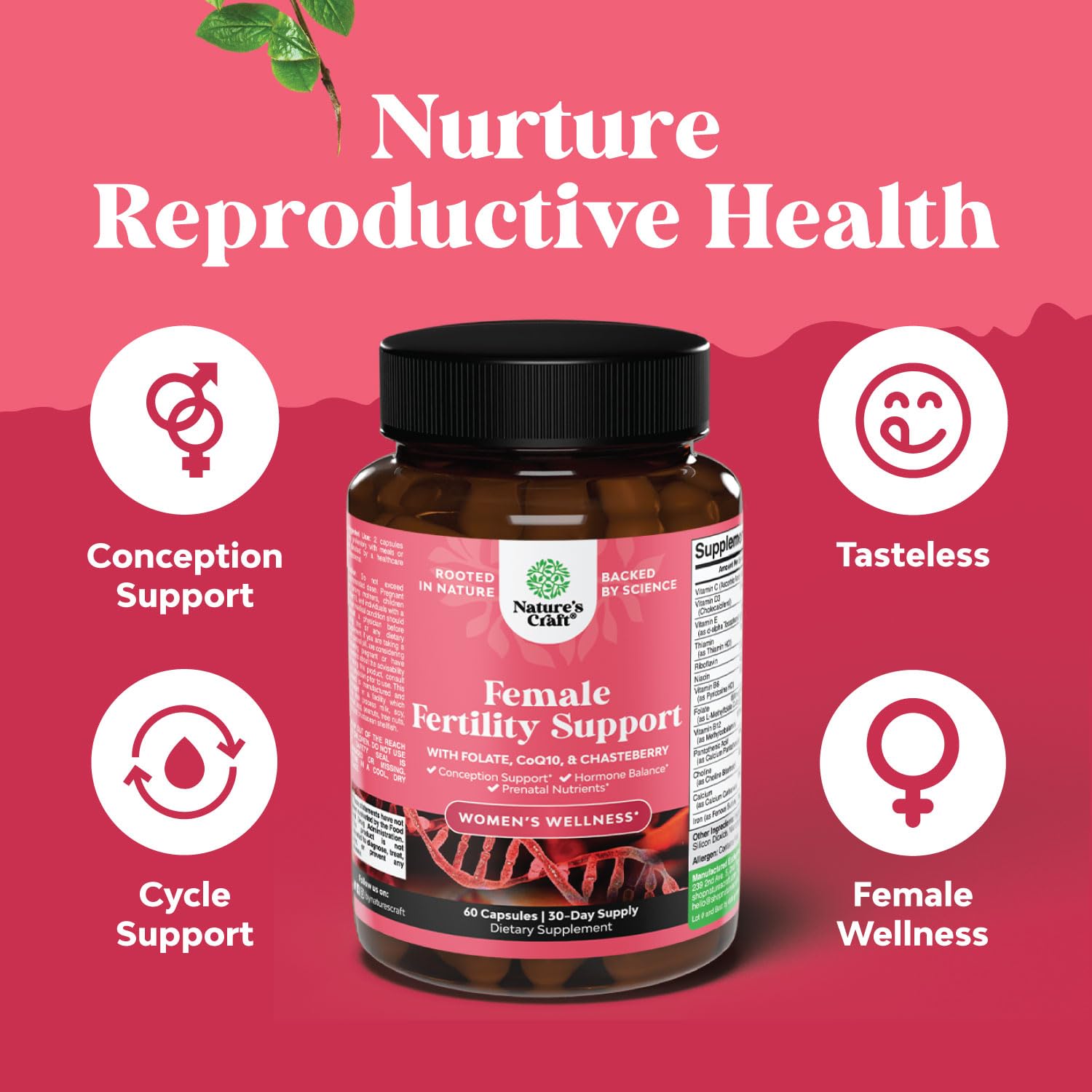 Fertility Supplement for Women with Prenatal Multivitamins - Female Fertility Support Natures Craft