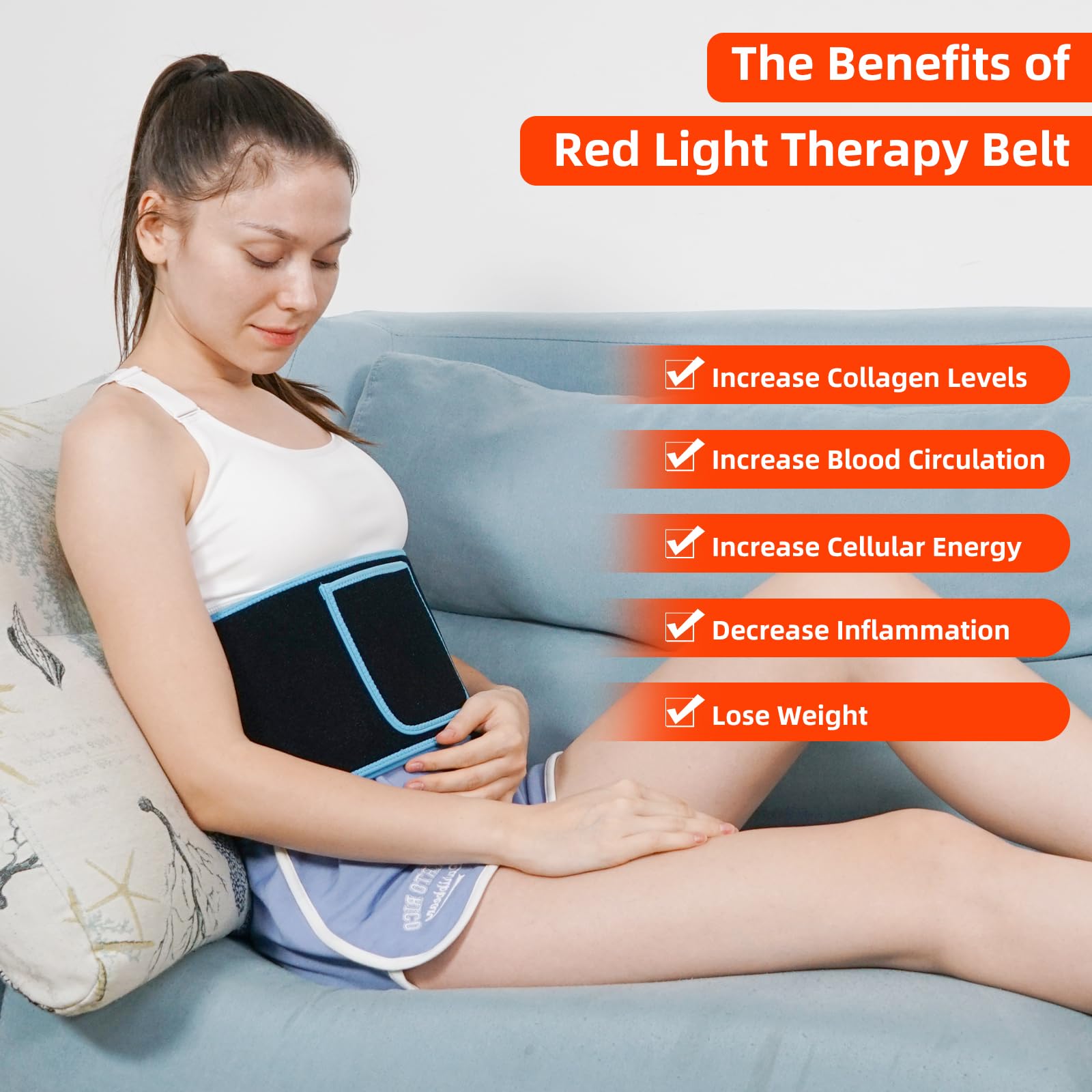 Red Light Therapy Belt, 660&850nm 3 -in-1 Big Chips Near Infrared Therapy Wrap for Body HEDYNSHINE