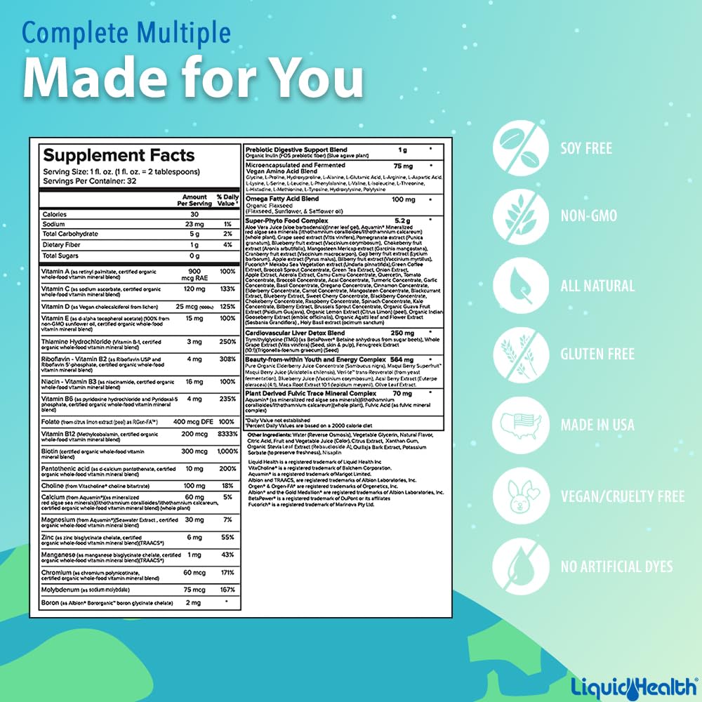 LIQUIDHEALTH 32 Oz Liquid Multivitamin for Adult Men & Women - Complete Multiple
