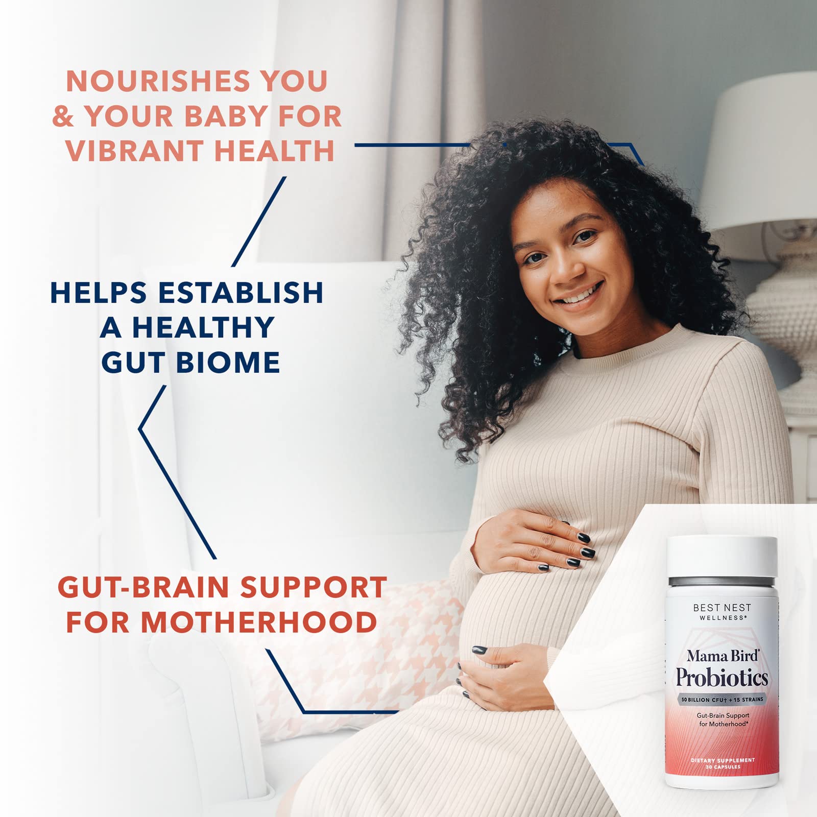 Best Nest Wellness Mama Bird Probiotics for Prenatal, Postnatal, Fertility, Women Digestive Best Nest Wellness