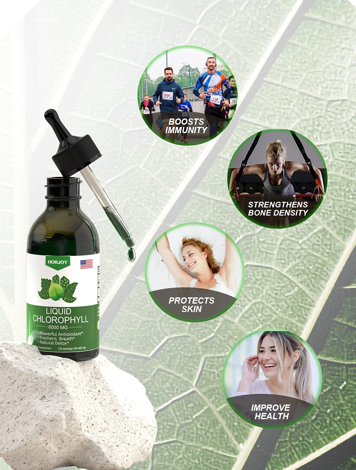 Chlorophyll Liquid Drops - 100% Natural Energy Booster and Immune Support - Internal