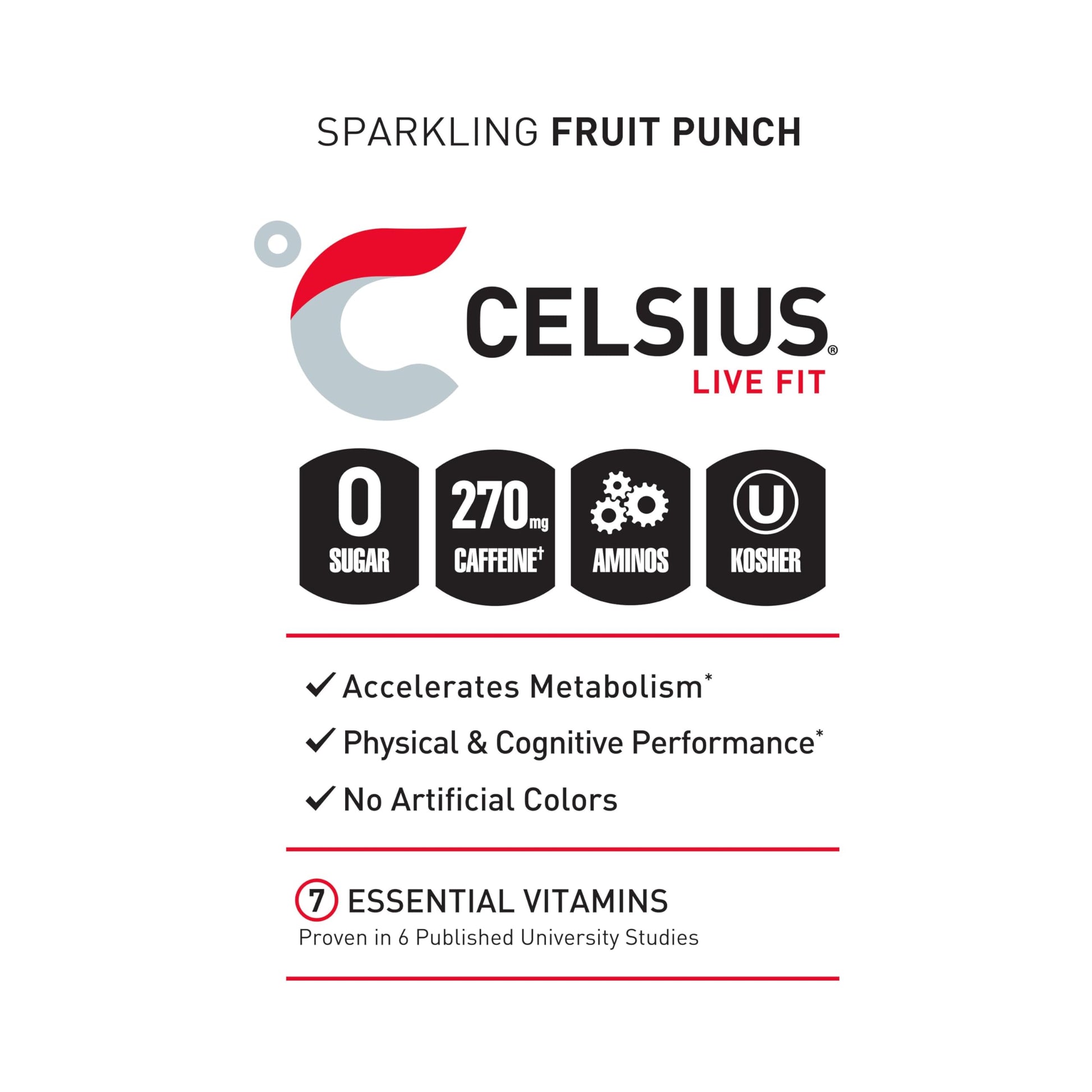 CELSIUS ESSENTIALS, Sparkling Fruit Burst, Performance Energy Drink 16 Fl Oz (Pack of 12) CELSIUS