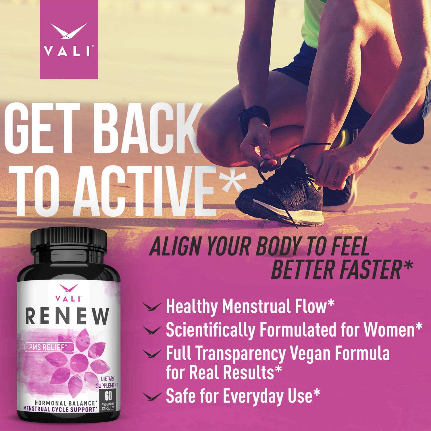 VALI Renew PMS Relief Supplement. Women’s Menstrual Cycle Support. Herbal Formula VALI