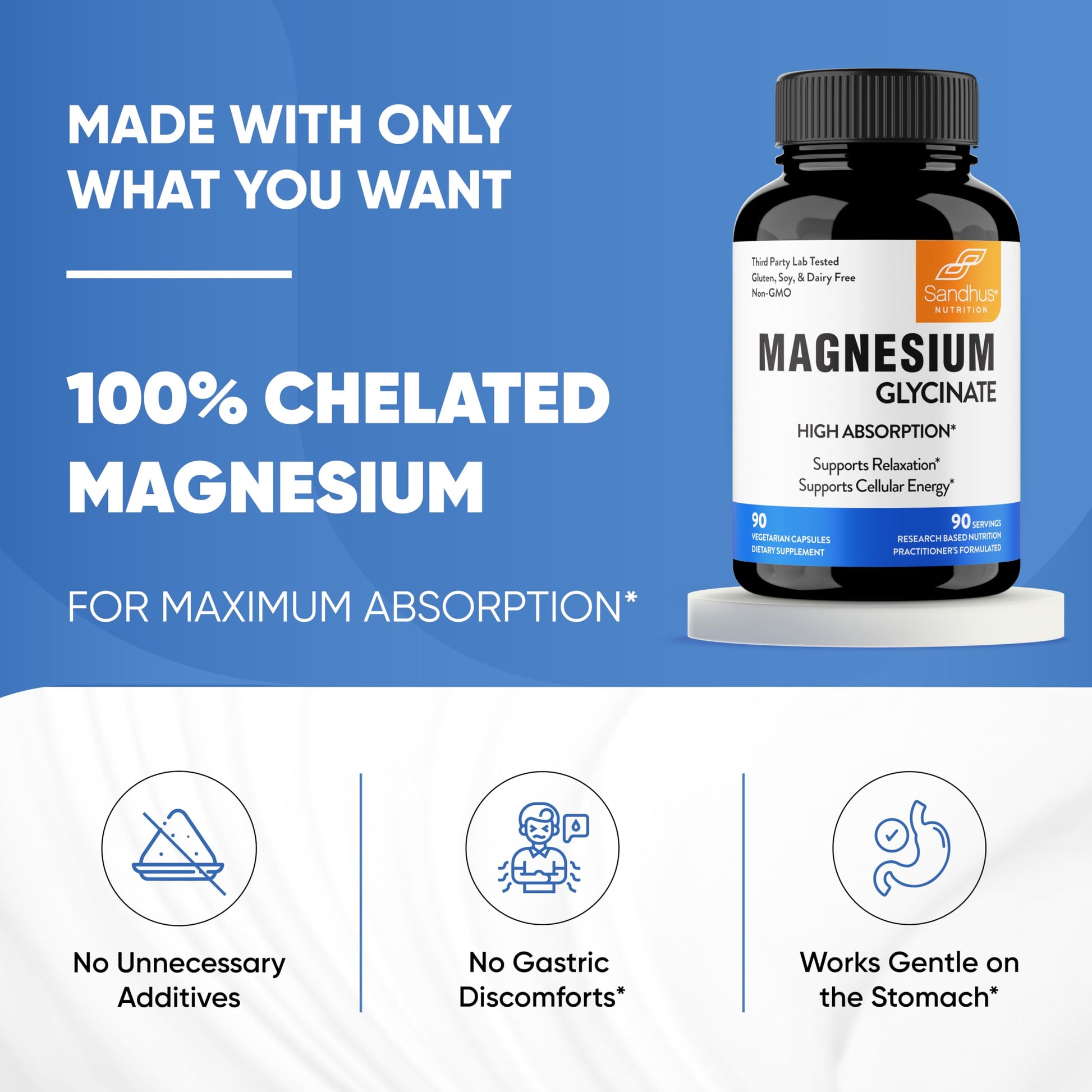 Sandhu's Superior Absorption Magnesium Glycinate 775mg|140mg Elemental Magnesium Sandhu's