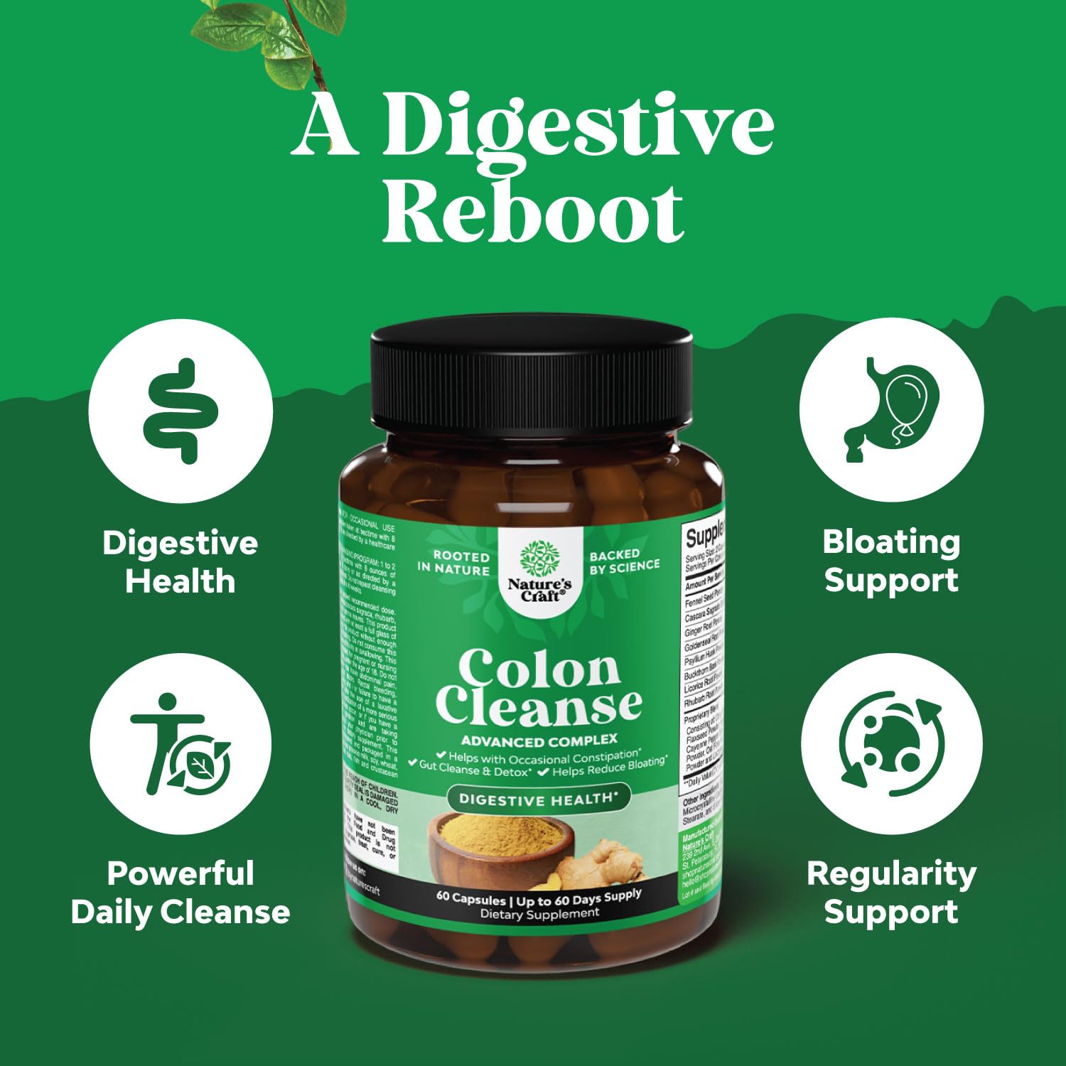 Colon Cleanser & Detox - Lactobacillus Acidophilus Probiotic Supplement Body Cleanse Natures Craft