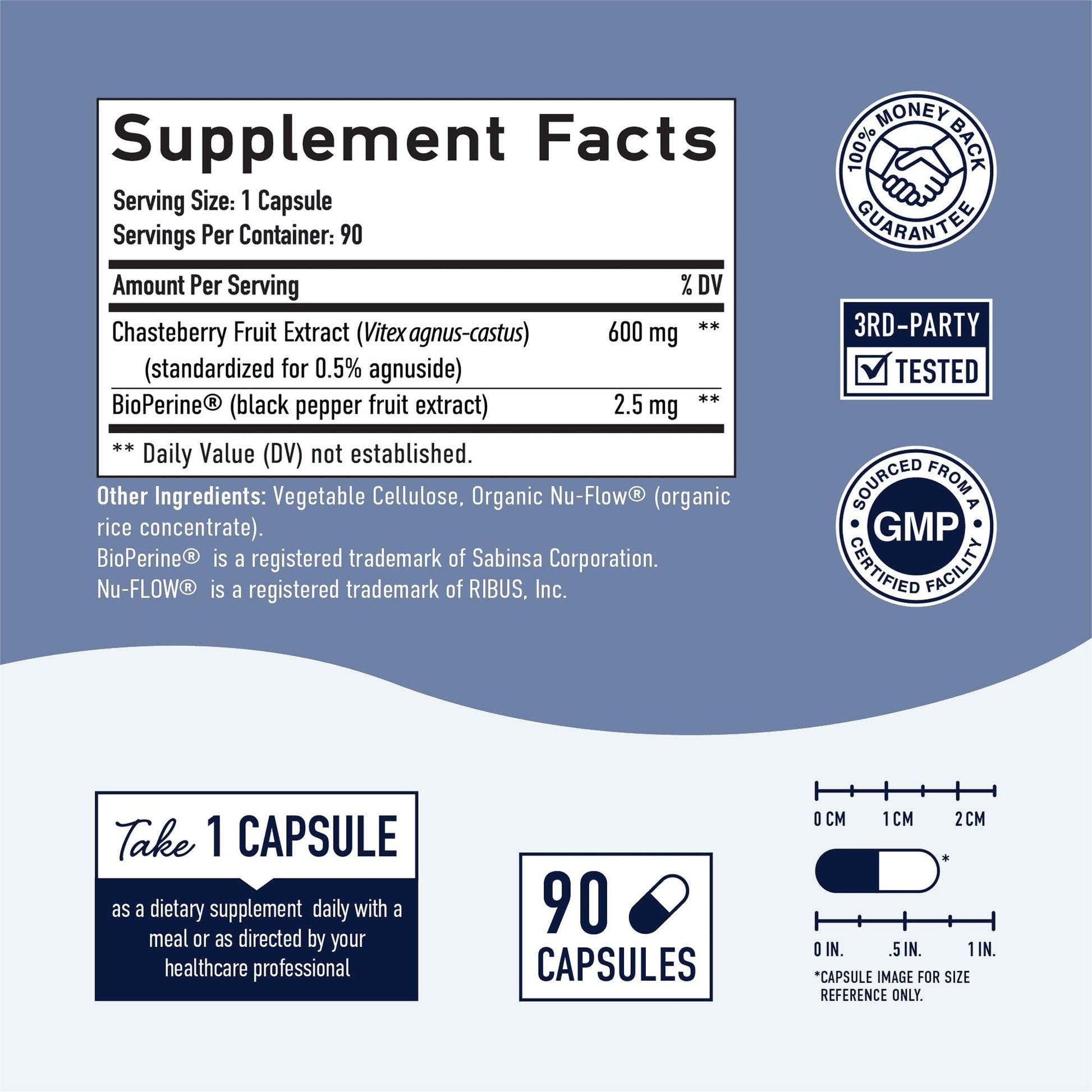 LLK Chasteberry Capsules 600mg - Menopause & PMS Relief Women's Health Supplement LLK