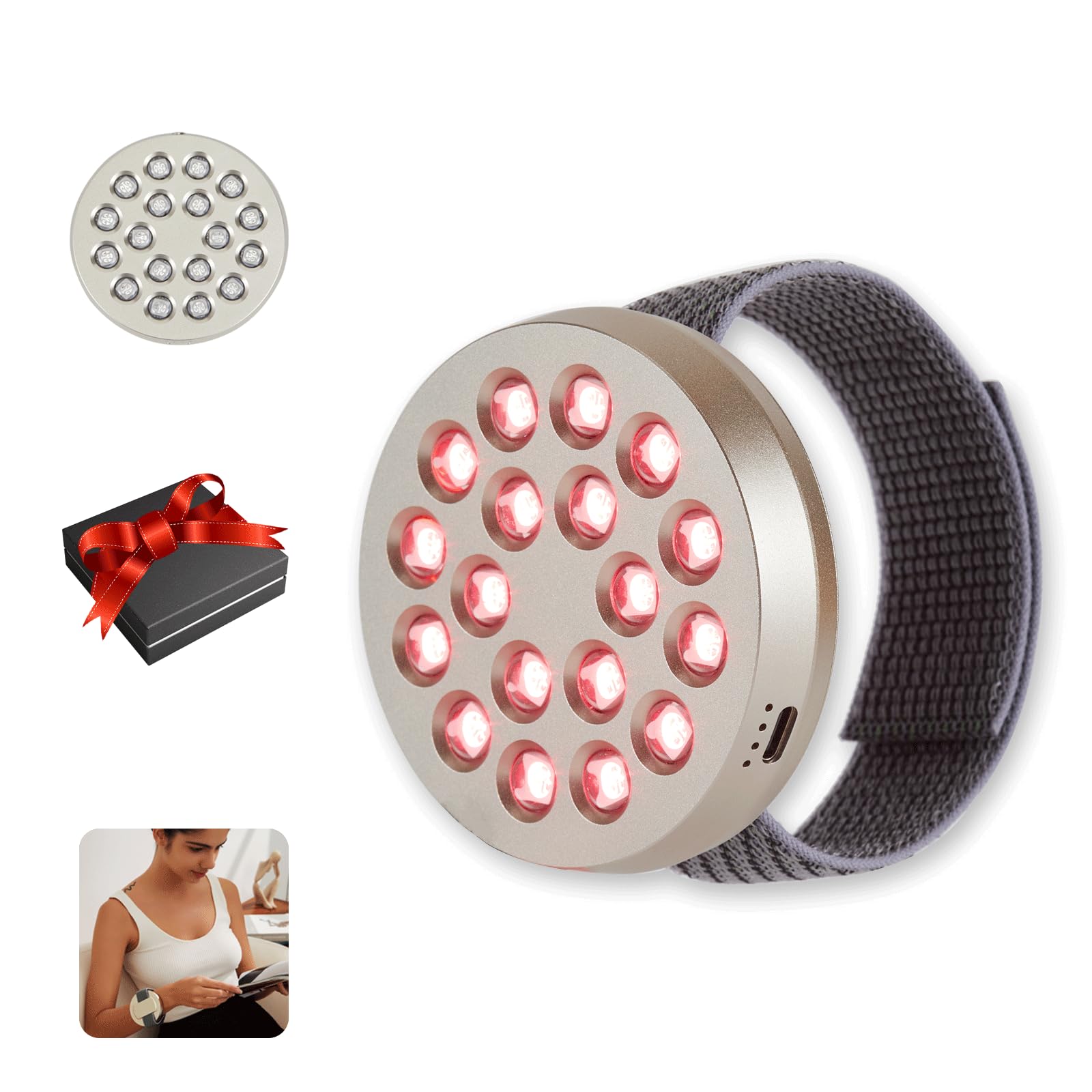Red Light Therapy Device, Wearable Light Therapy Lamp for Pain Relief for Knee Muscle Feet Hands